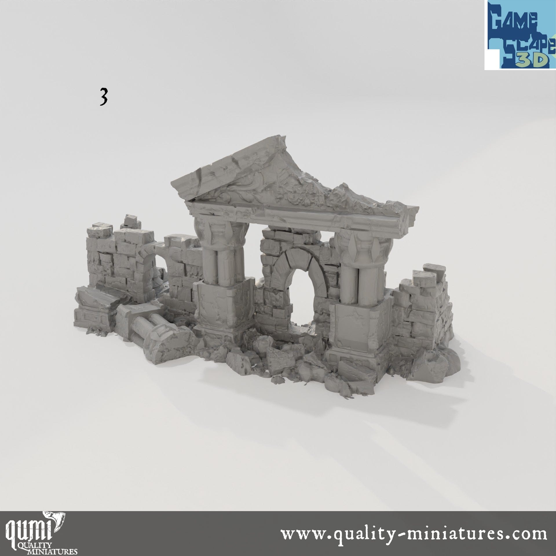 Lost Town Medium Ruins - Resin Print - Tabletop RPG Terrain - GameScape3D - Qumi Quality Miniatures - Qumi Wargaming Mini Model Figure