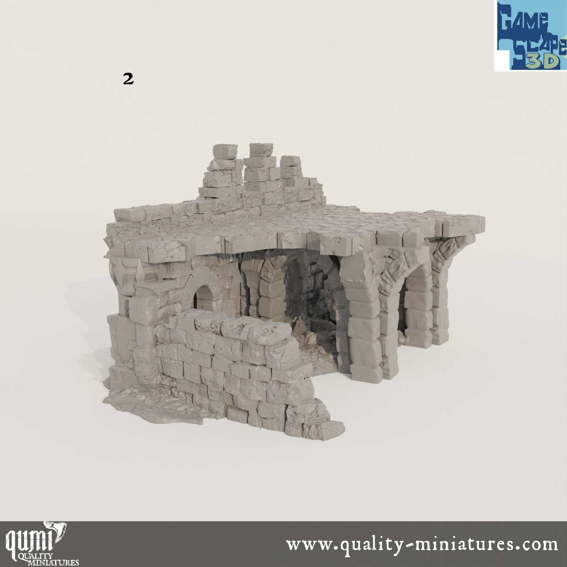Lost Town Medium Ruins - Resin Print - Tabletop RPG Terrain - GameScape3D - Qumi Quality Miniatures - Qumi Wargaming Mini Model Figure