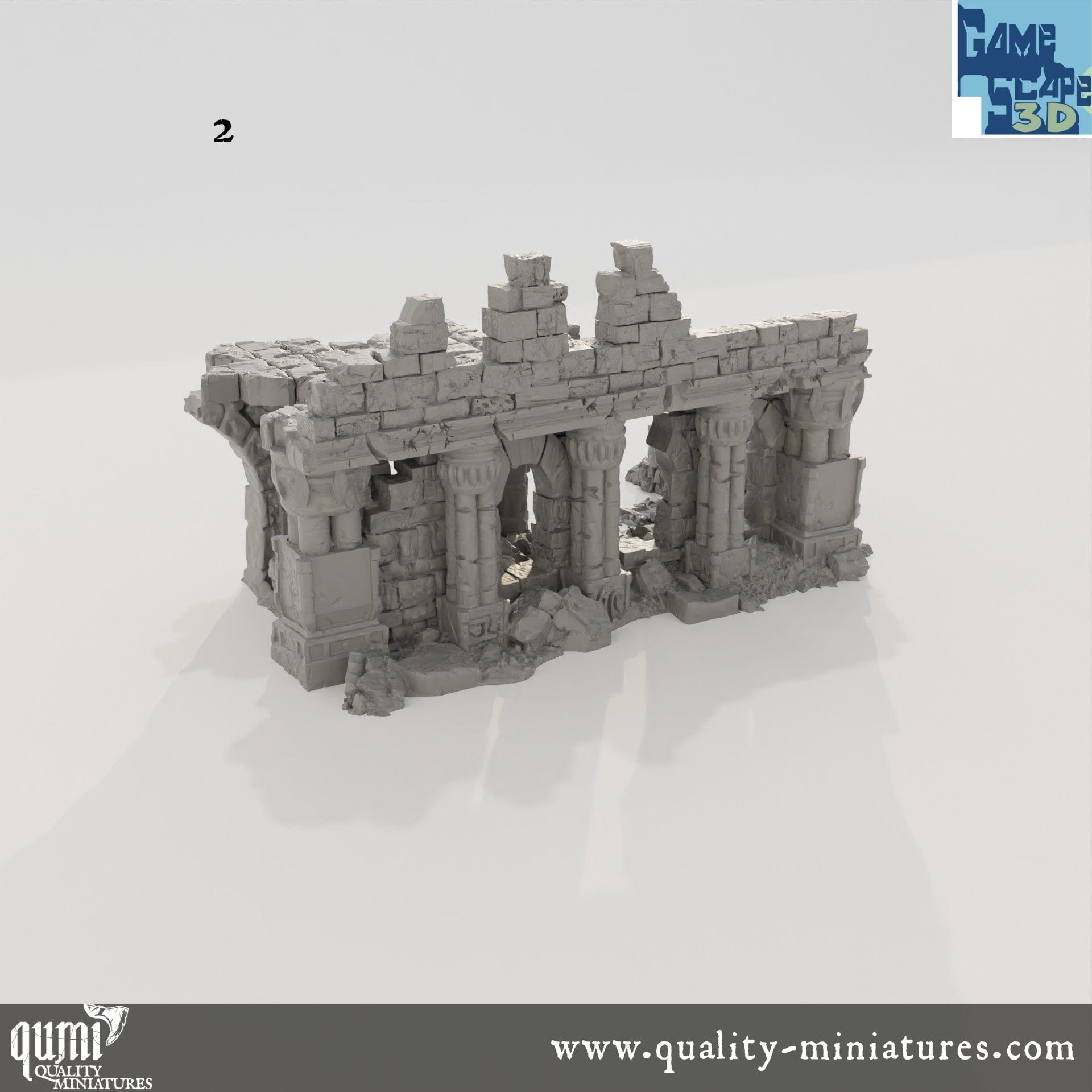 Lost Town Medium Ruins - Resin Print - Tabletop RPG Terrain - GameScape3D - Qumi Quality Miniatures - Qumi Wargaming Mini Model Figure