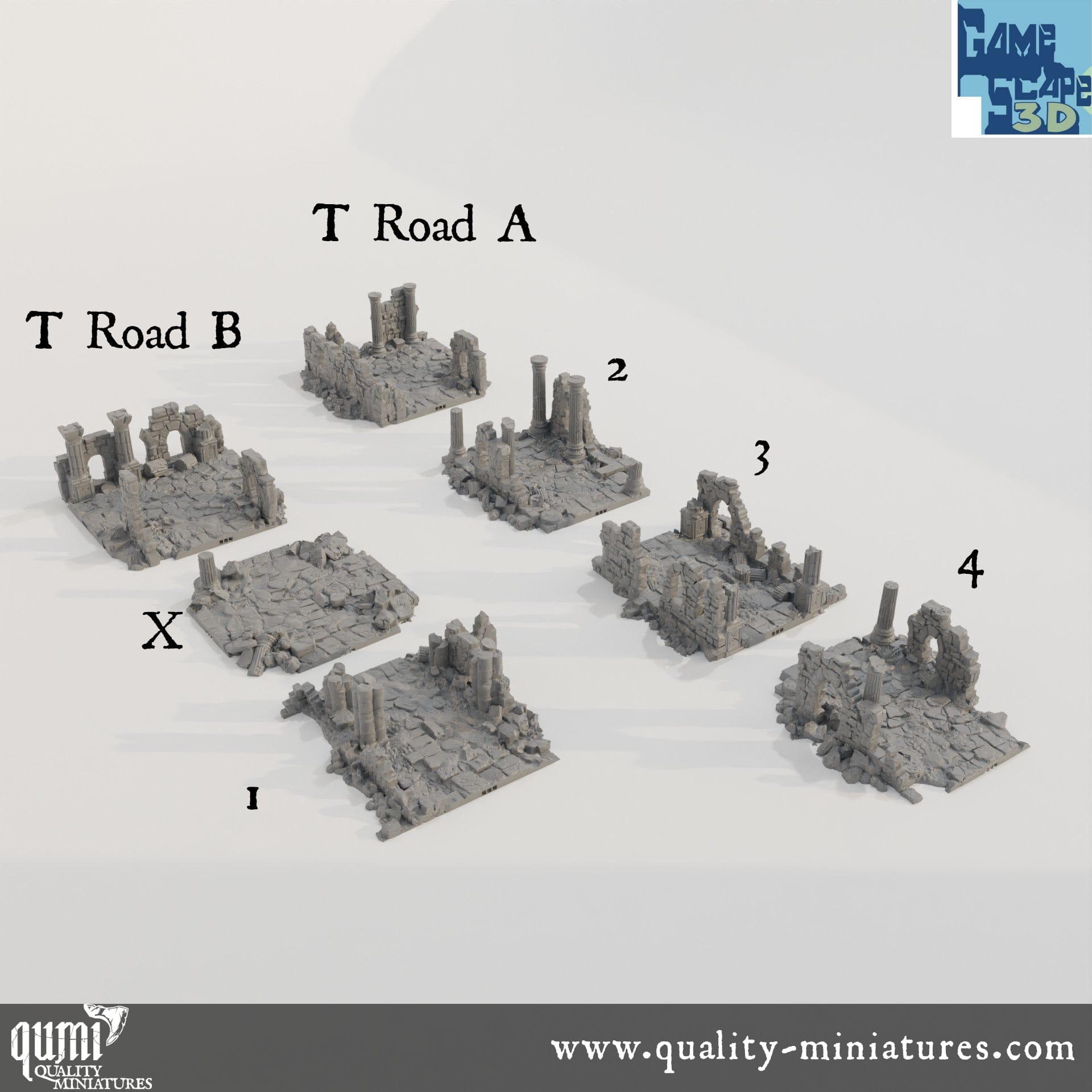 Lost Town Roads - Resin Print - Tabletop RPG Terrain - GameScape3D - Qumi Quality Miniatures - Qumi Wargaming Mini Model Figure