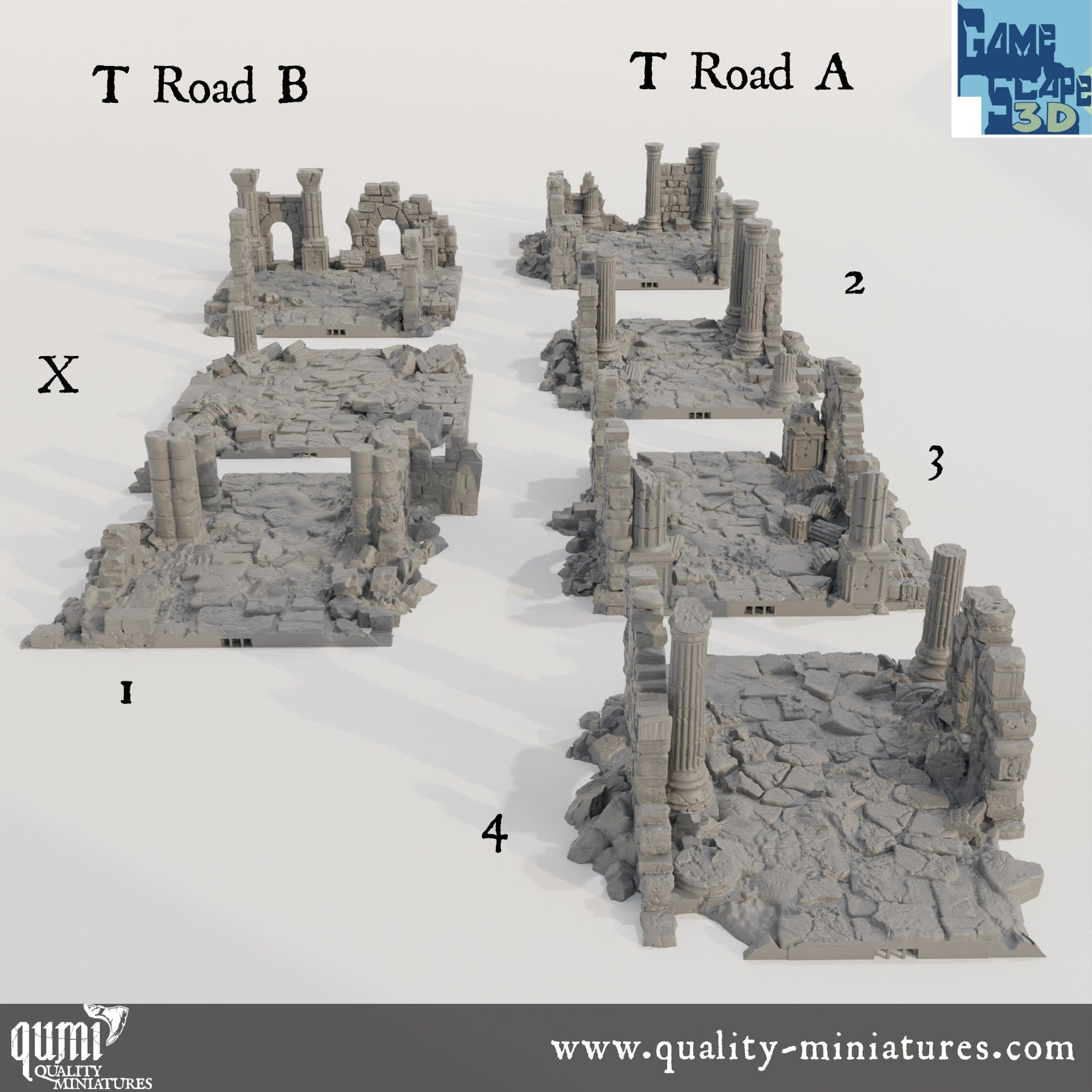 Lost Town Roads - Resin Print - Tabletop RPG Terrain - GameScape3D - Qumi Quality Miniatures - Qumi Wargaming Mini Model Figure