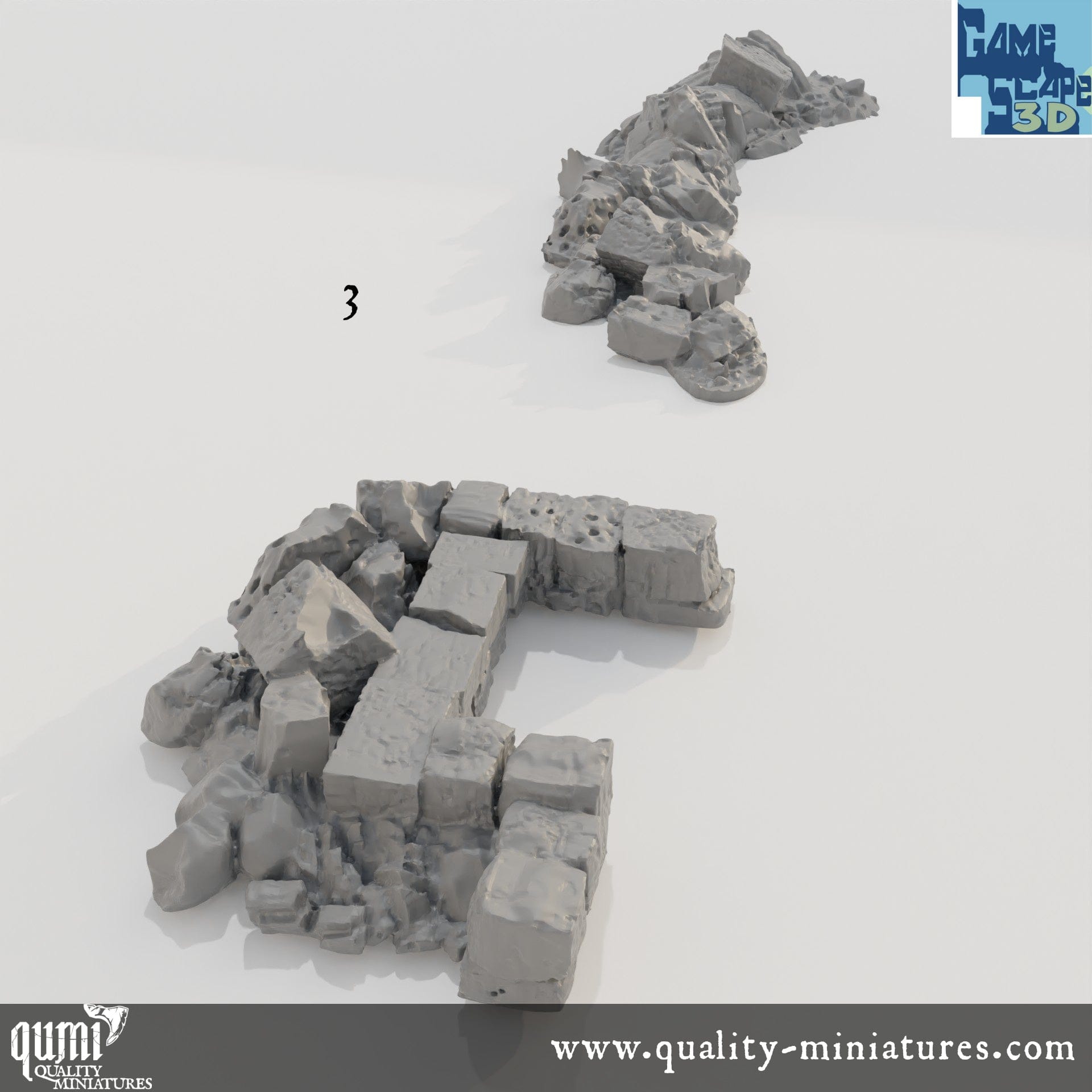 Lost Town Rubble Scatter - Resin Print - Tabletop RPG Terrain - GameScape3D - Qumi Quality Miniatures - Qumi Wargaming Mini Model Figure