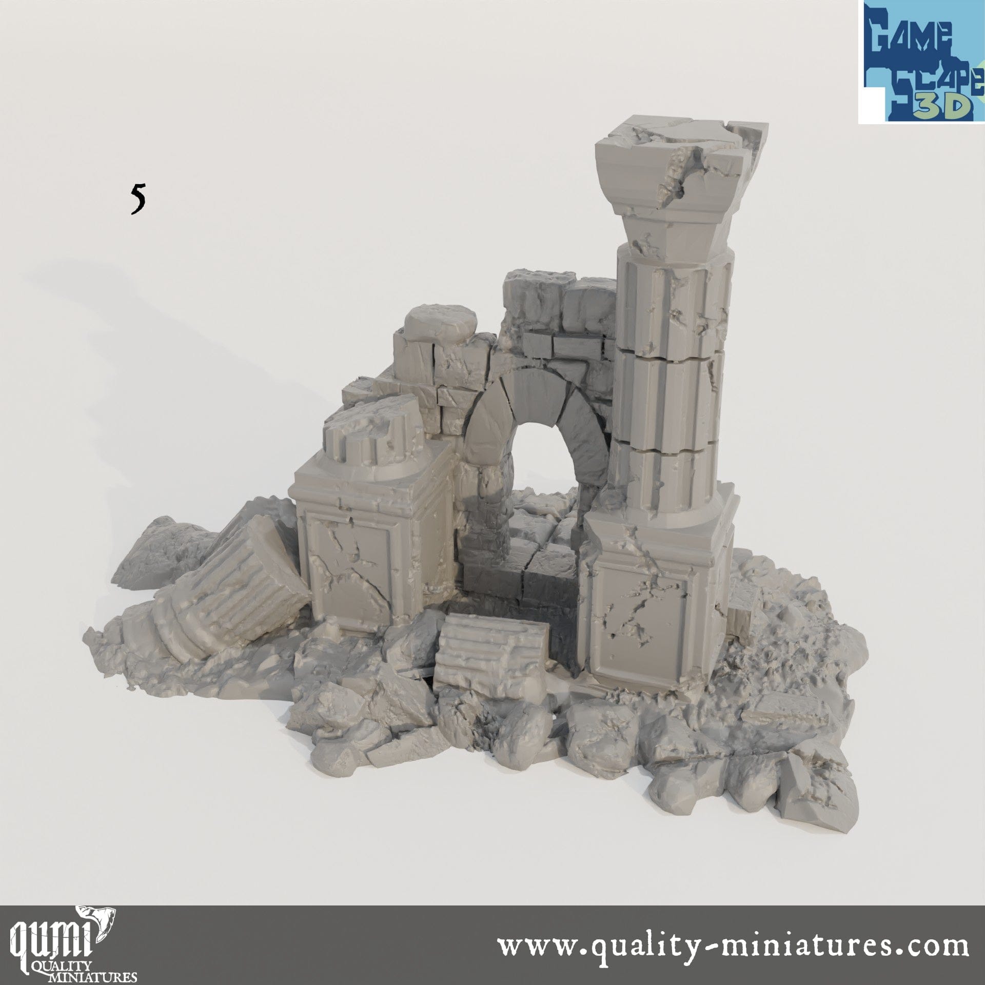 Lost Town Small Ruins - Resin Print - Tabletop RPG Terrain - GameScape3D - Qumi Quality Miniatures - Qumi Wargaming Mini Model Figure