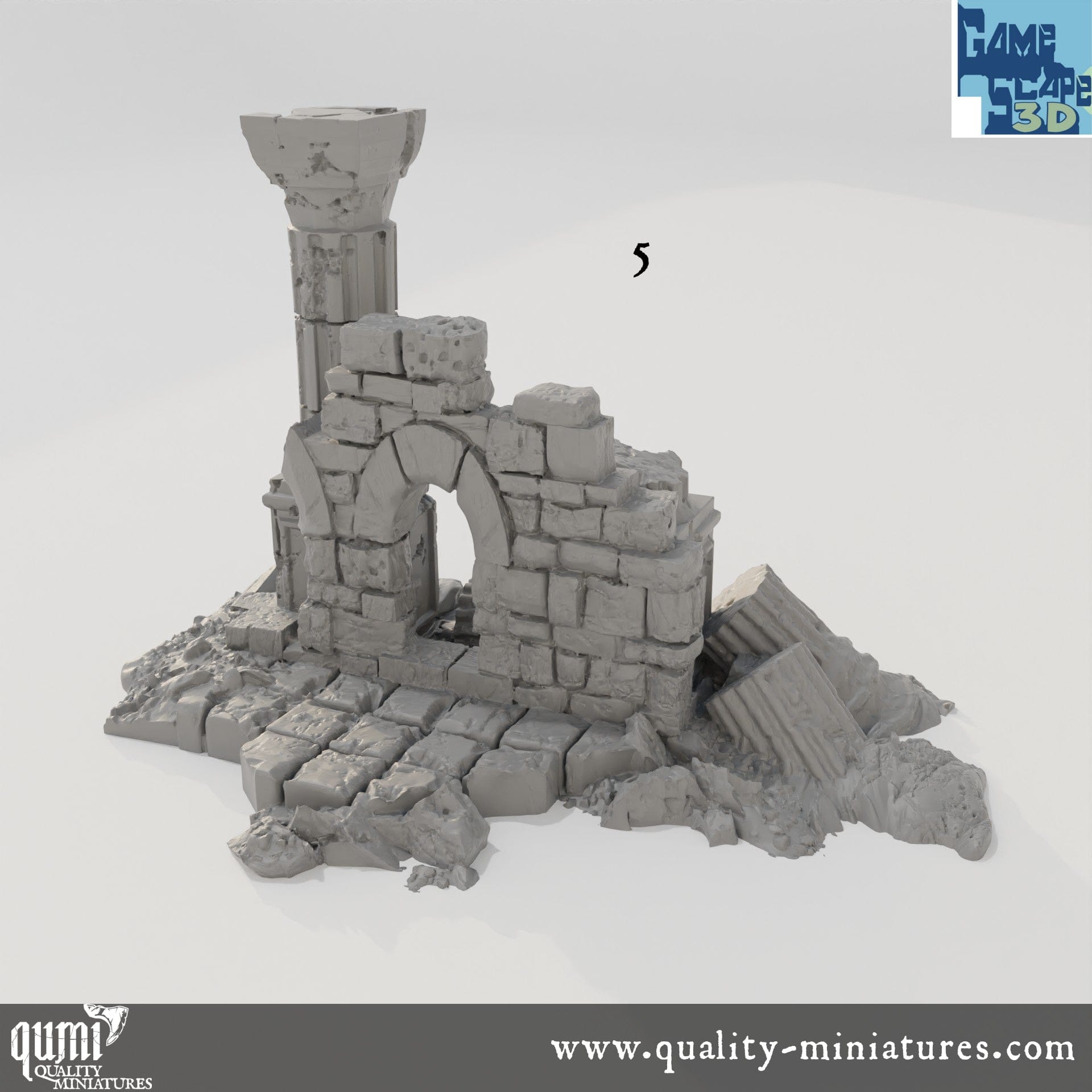 Lost Town Small Ruins - Resin Print - Tabletop RPG Terrain - GameScape3D - Qumi Quality Miniatures - Qumi Wargaming Mini Model Figure