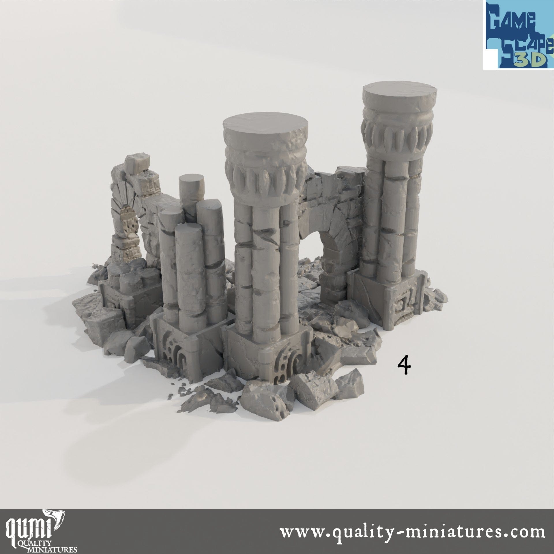 Lost Town Small Ruins - Resin Print - Tabletop RPG Terrain - GameScape3D - Qumi Quality Miniatures - Qumi Wargaming Mini Model Figure