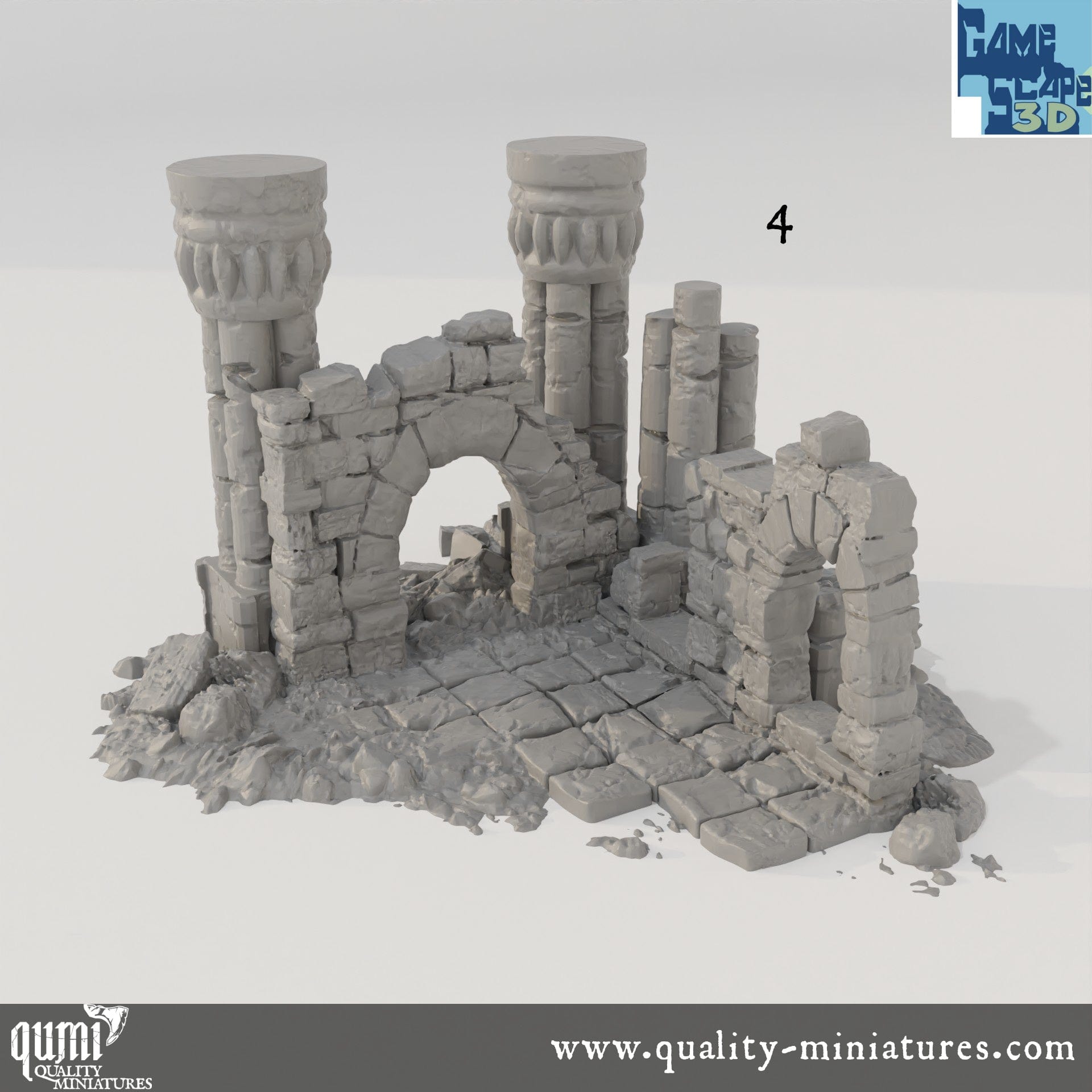 Lost Town Small Ruins - Resin Print - Tabletop RPG Terrain - GameScape3D - Qumi Quality Miniatures - Qumi Wargaming Mini Model Figure