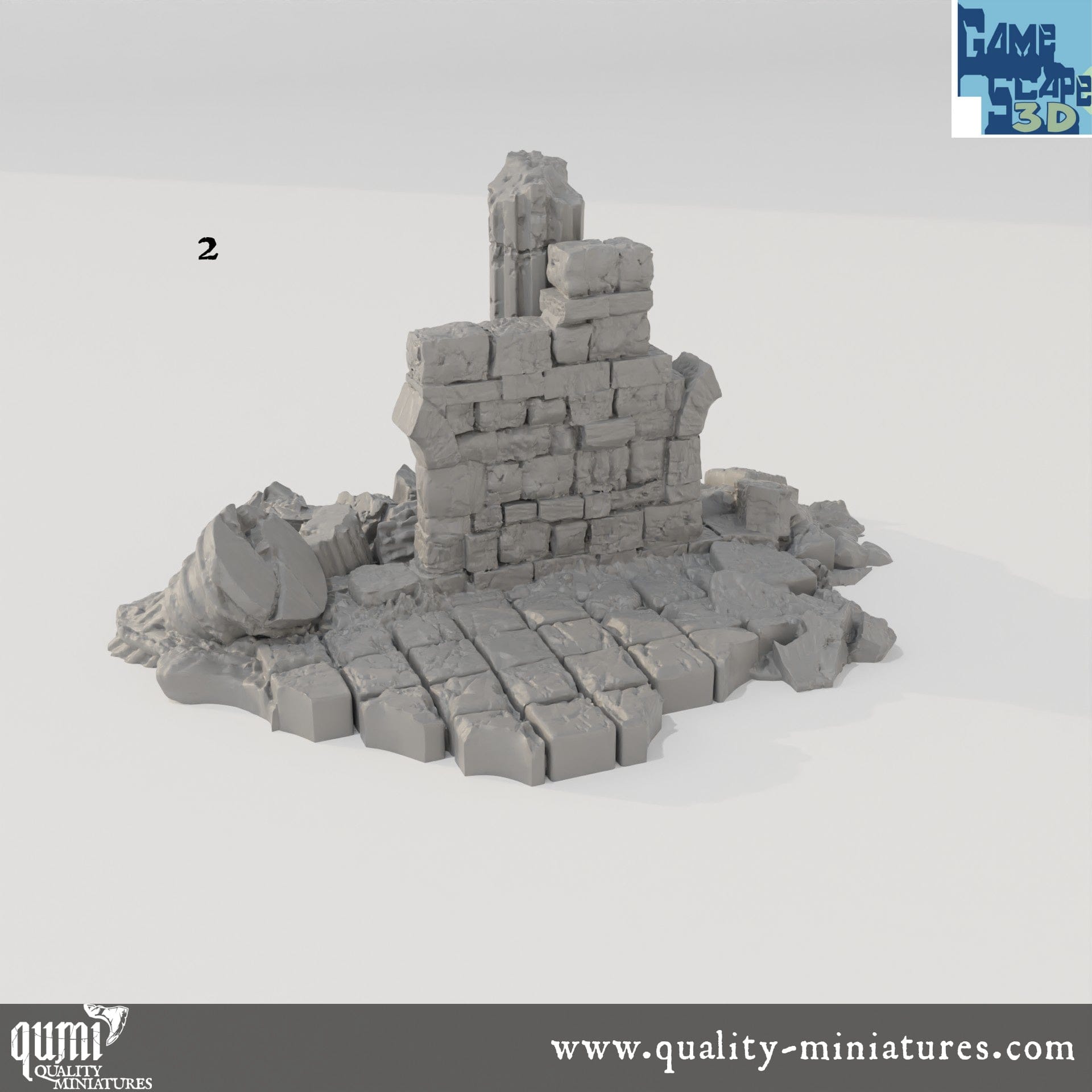 Lost Town Small Ruins - Resin Print - Tabletop RPG Terrain - GameScape3D - Qumi Quality Miniatures - Qumi Wargaming Mini Model Figure