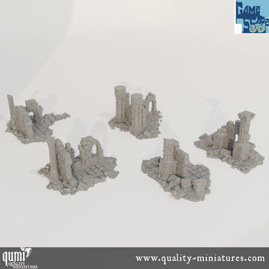 Lost Town Small Ruins - Resin Print - Tabletop RPG Terrain - GameScape3D - Qumi Quality Miniatures - Qumi Wargaming Mini Model Figure