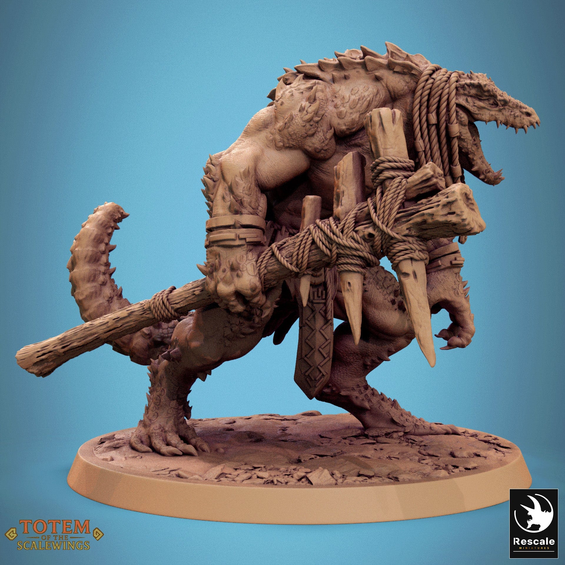 Tabletop RPG Miniature Lizardman Champion Dreadscale - 32mm Qumi Rescale Miniatures Humanoid Mace Bones Guard Quality Miniatures - Qumi Wargaming Mini Model Figure