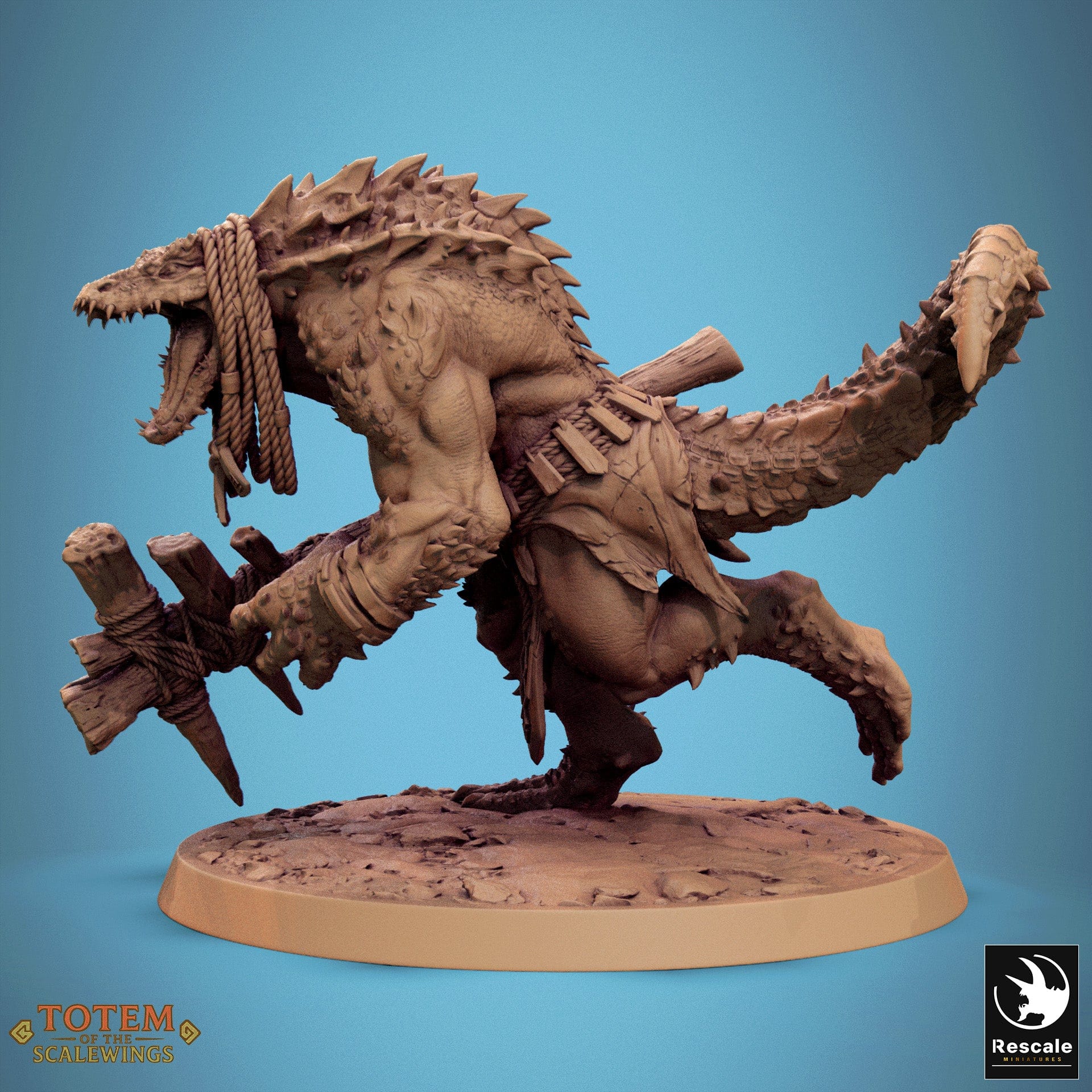 Tabletop RPG Miniature Lizardman Champion Dreadscale - 32mm Qumi Rescale Miniatures Humanoid Mace Bones Run Quality Miniatures - Qumi Wargaming Mini Model Figure