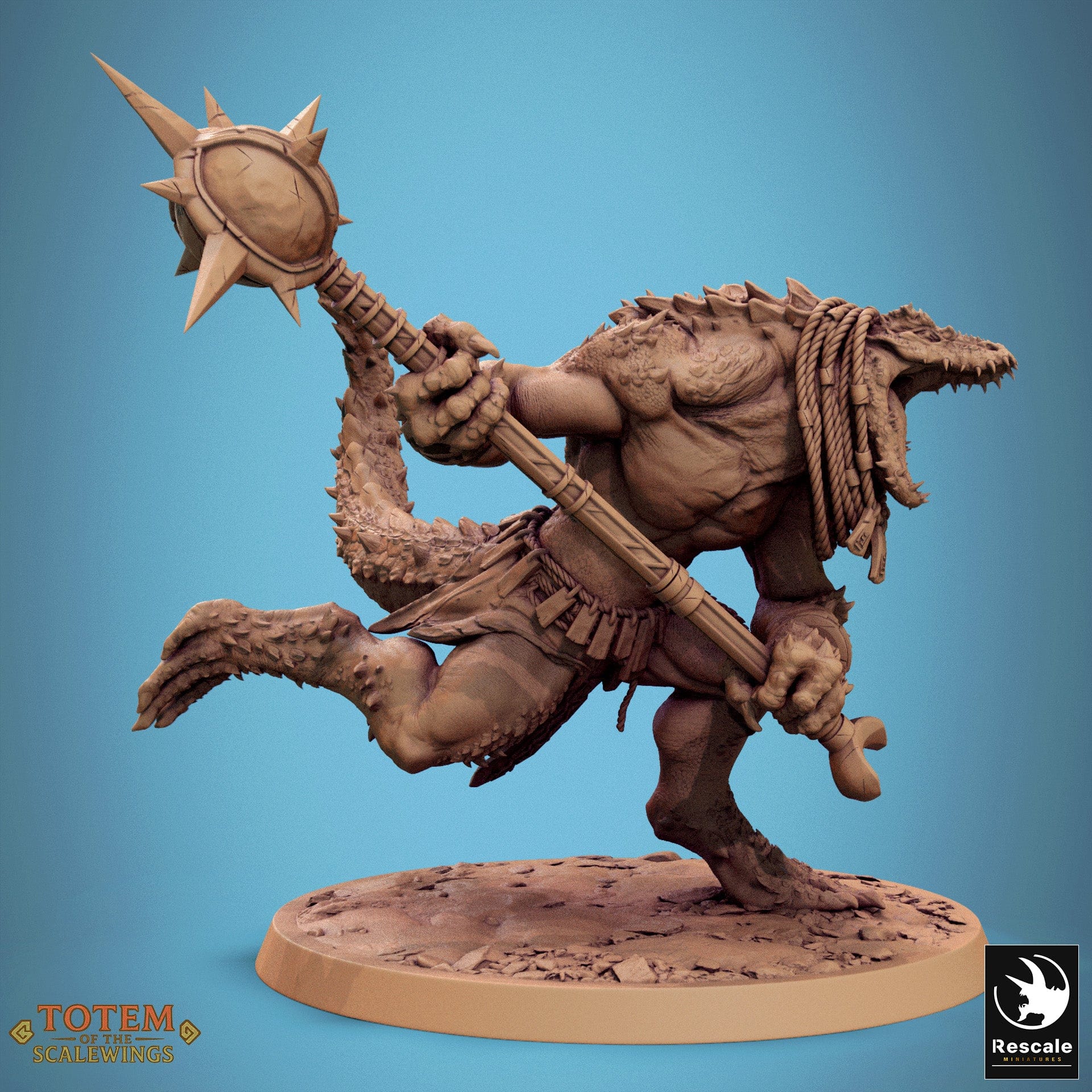 Tabletop RPG Miniature Lizardman Champion Dreadscale - 32mm Qumi Rescale Miniatures Humanoid Mace Run Quality Miniatures - Qumi Wargaming Mini Model Figure