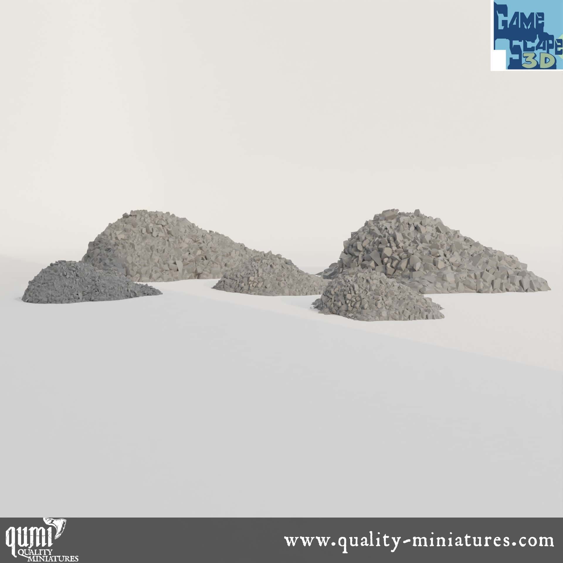 Mine Ore Rubble - Lost City - Resin Print - Tabletop RPG Terrain - GameScape3D - Qumi Quality Miniatures - Qumi Wargaming Mini Model Figure