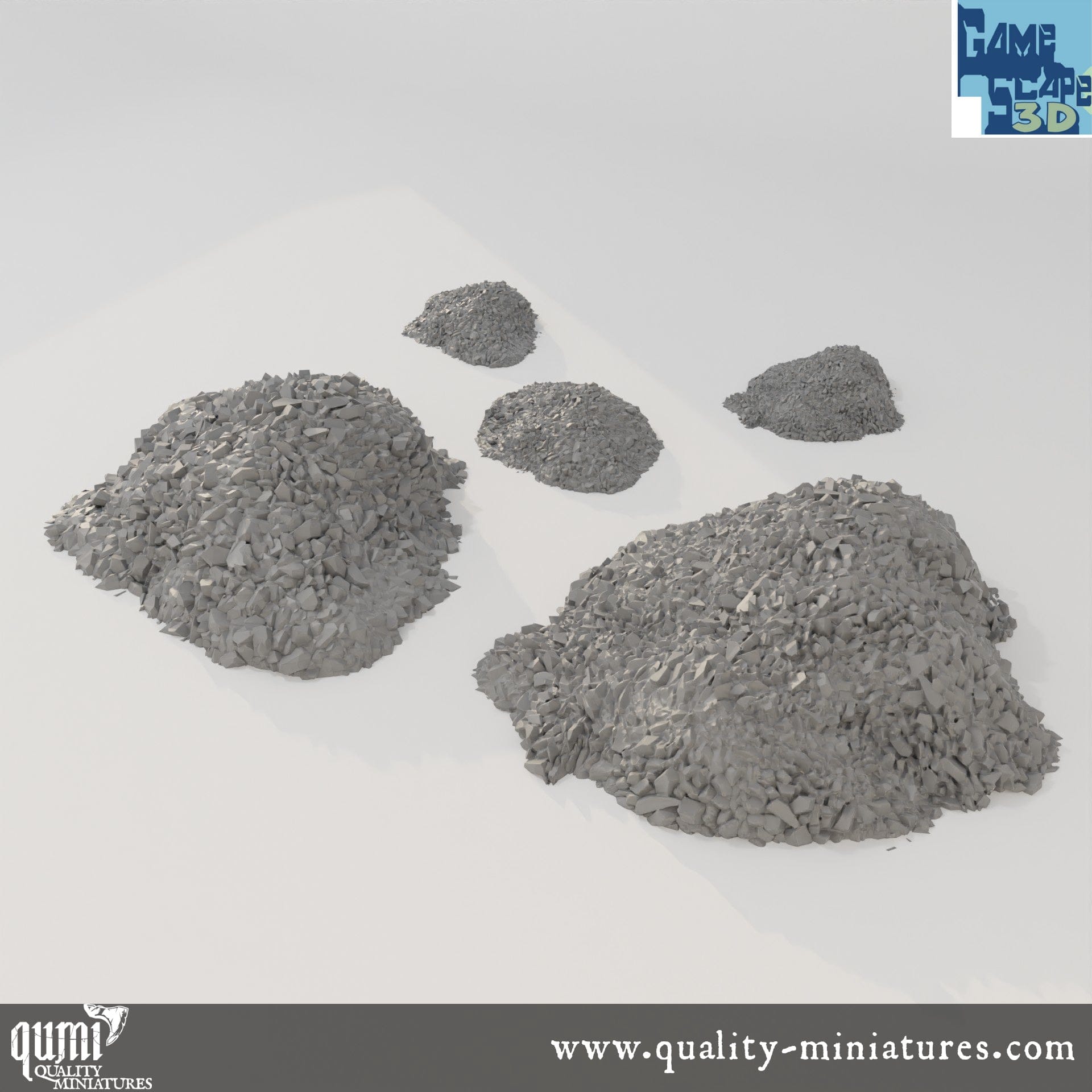 Mine Ore Rubble - Lost City - Resin Print - Tabletop RPG Terrain - GameScape3D - Qumi Quality Miniatures - Qumi Wargaming Mini Model Figure