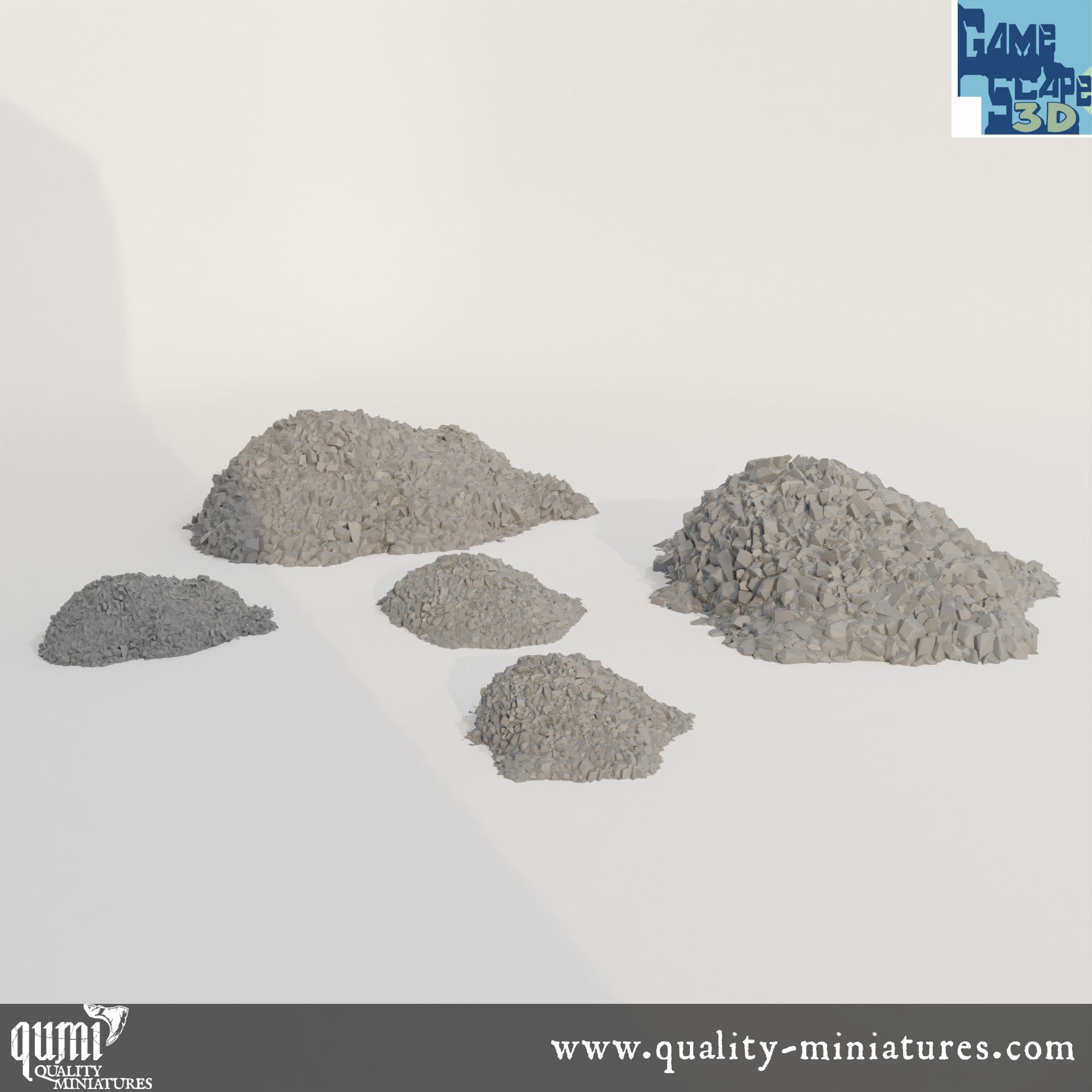 Mine Ore Rubble - Lost City - Resin Print - Tabletop RPG Terrain - GameScape3D - Qumi Quality Miniatures - Qumi Wargaming Mini Model Figure