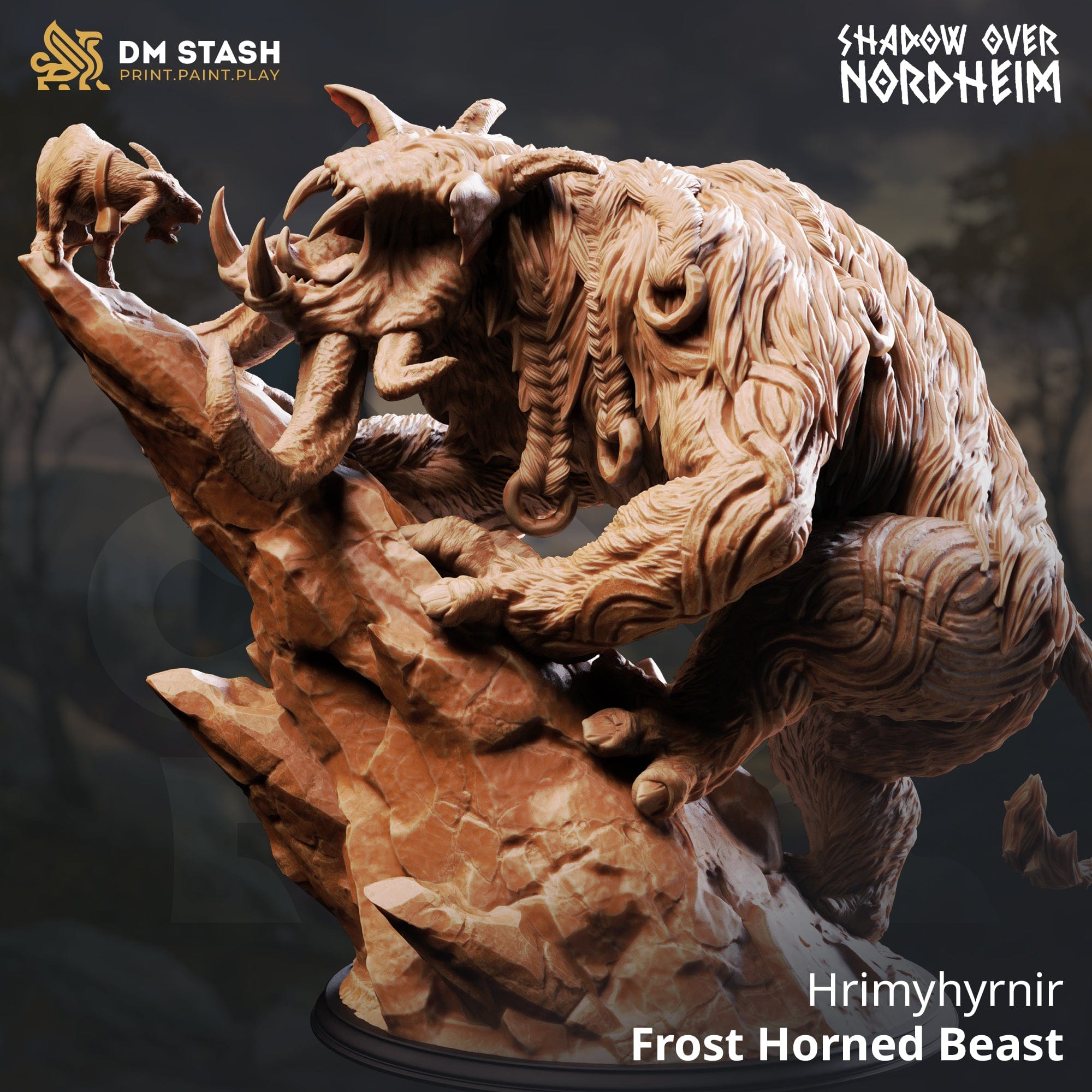 Monster Miniature Hrimyhyrnir the Horned Beast 32mm DM Stash - Quality Miniatures - Qumi