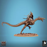 Velocisaurus Dinosaur Tabletop Miniature by Qumi, 3D printed resin tabletop miniature for RPGs, wargaming and painting