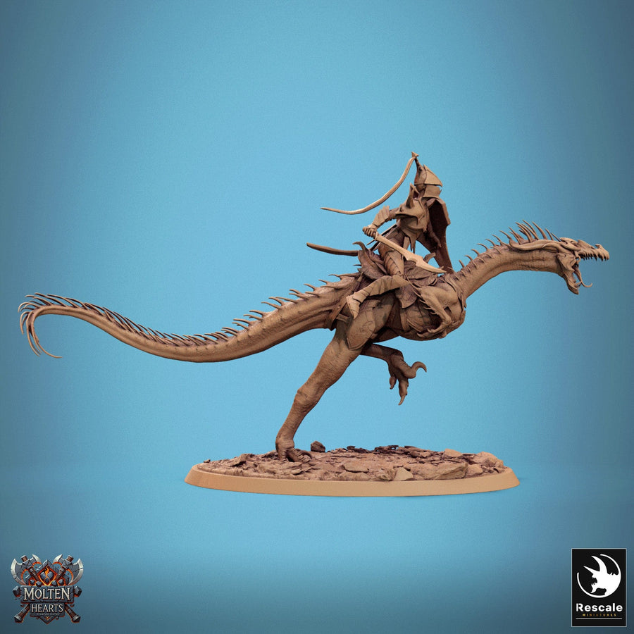 Velocisaurus Dinosaur Tabletop Miniature by Qumi, 3D printed resin tabletop miniature for RPGs, wargaming and painting