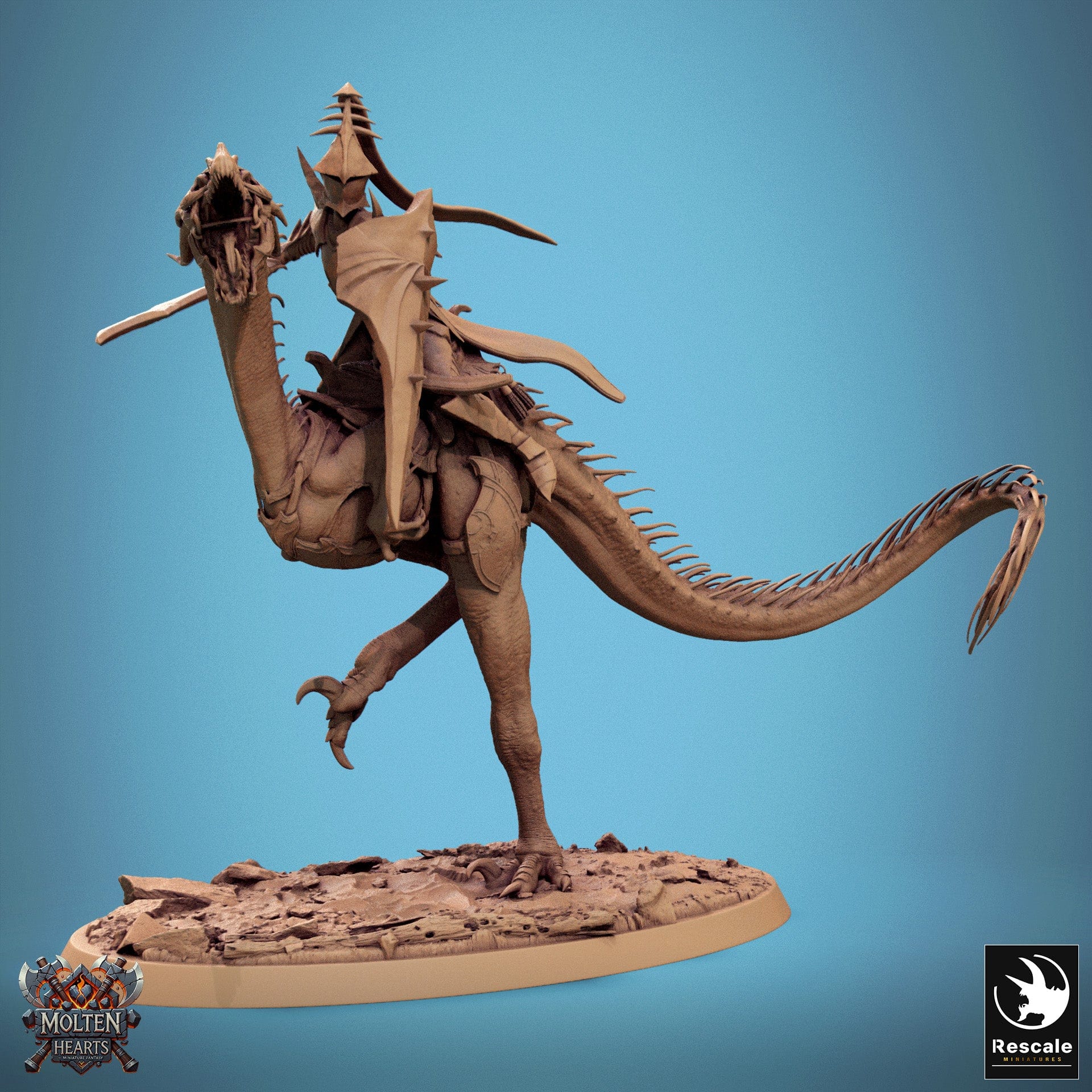 Tabletop RPG Miniature Velocisaurus - 32mm Qumi Rescale Miniatures mounted / Cry Quality Miniatures - Qumi Wargaming Mini Model Figure
