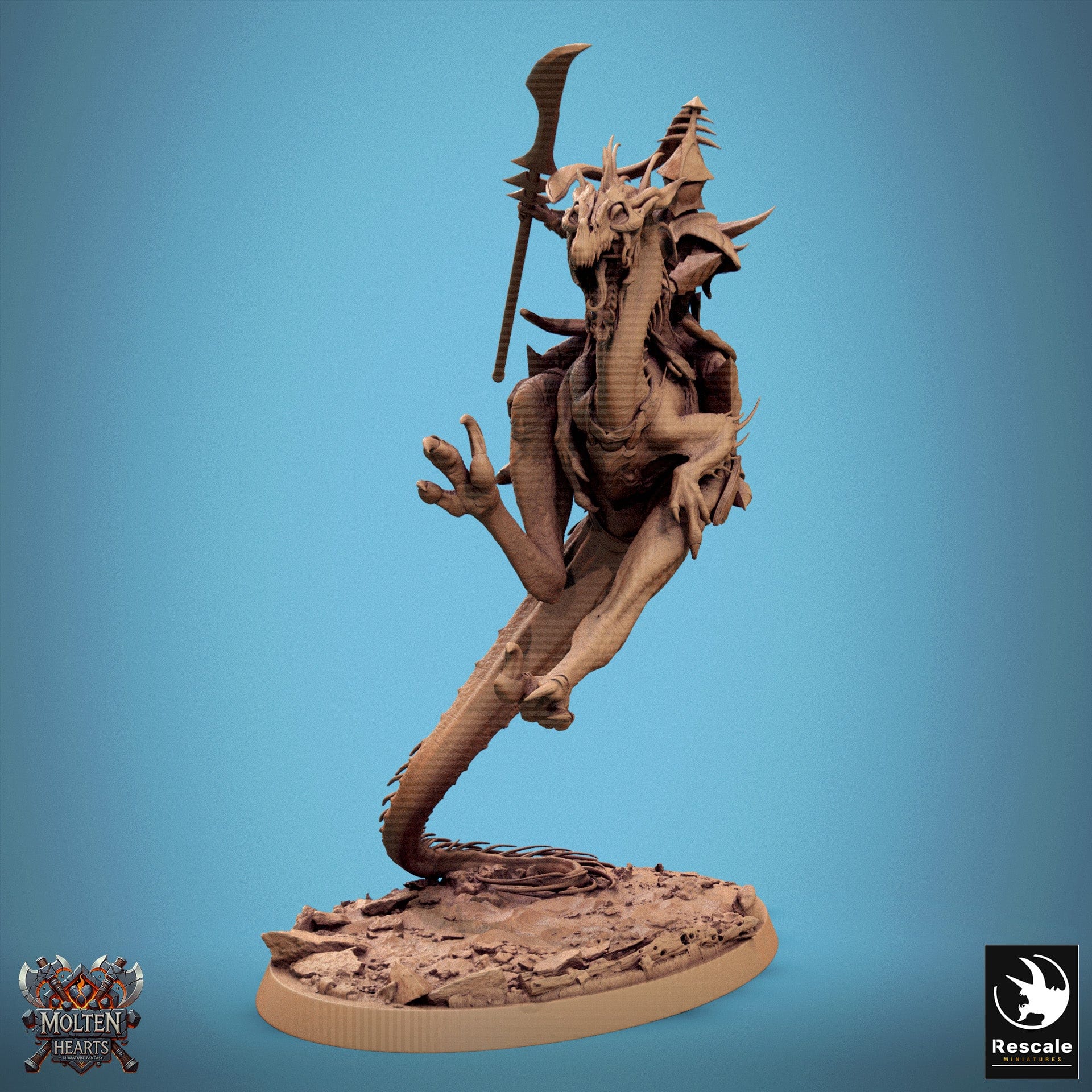 Tabletop RPG Miniature Velocisaurus - 32mm Qumi Rescale Miniatures mounted / Fight Quality Miniatures - Qumi Wargaming Mini Model Figure