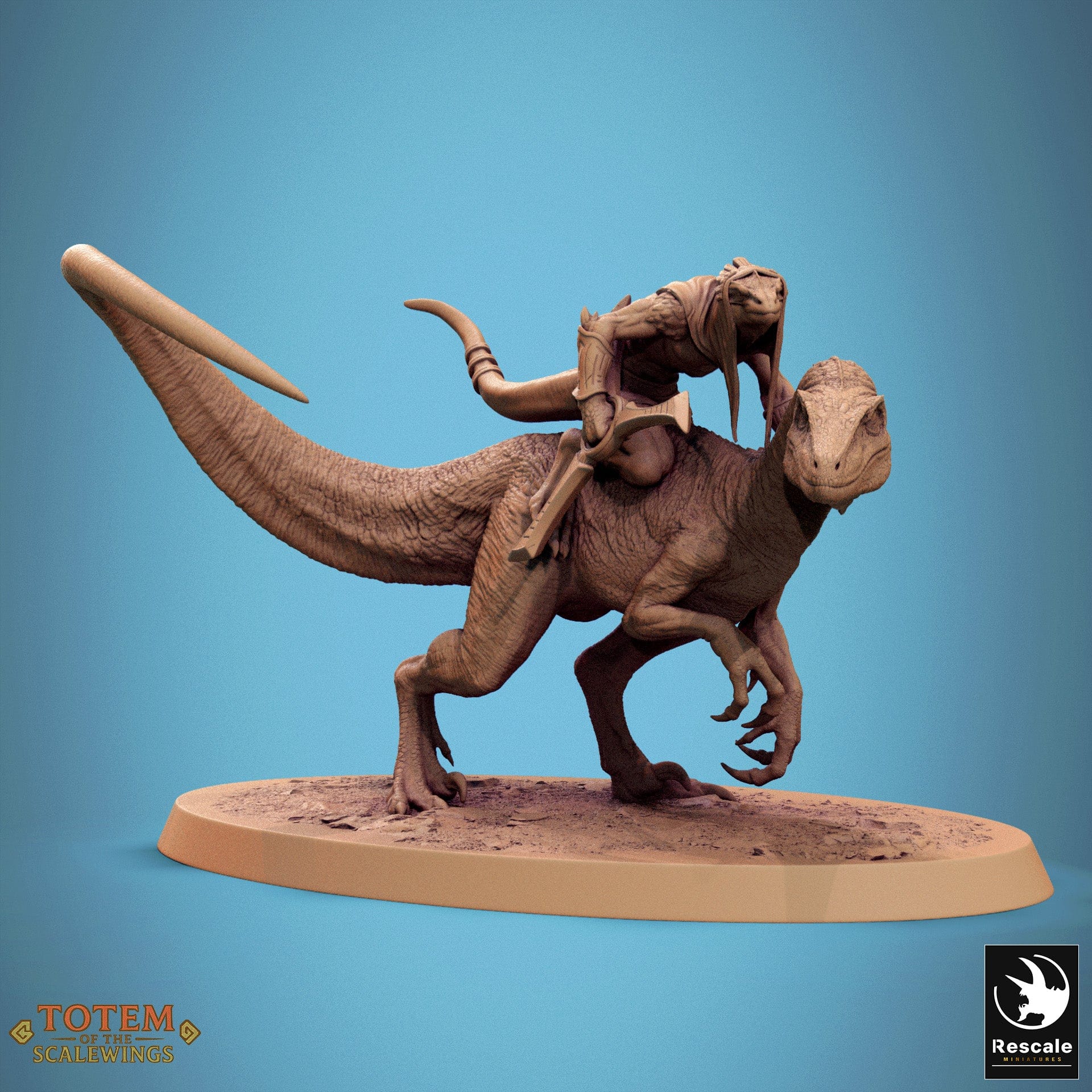 Tabletop RPG Miniature Jurassic Velociraptor 32mm Qumi Rescale Miniatures Dino mounted / Look Quality Miniatures - Qumi Wargaming Mini Model Figure