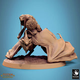 Side profile of a Zicoalt dinosaur miniature with a rider, mounted on a base.