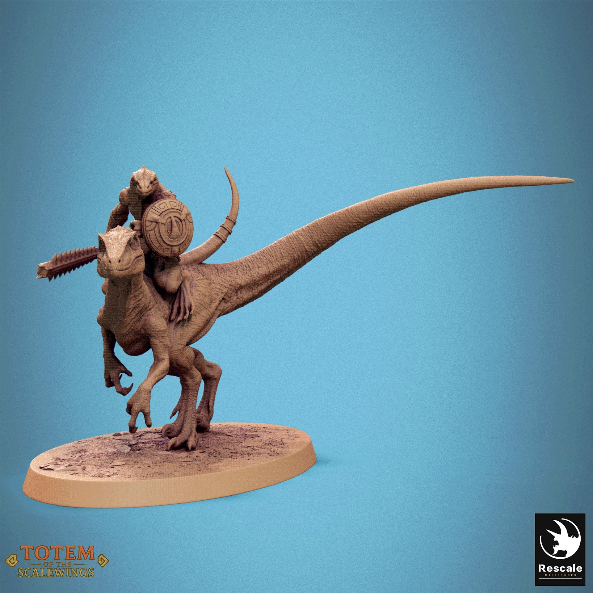 Tabletop RPG Miniature Jurassic Velociraptor 32mm Qumi Rescale Miniatures Dino mounted / Stand Quality Miniatures - Qumi Wargaming Mini Model Figure