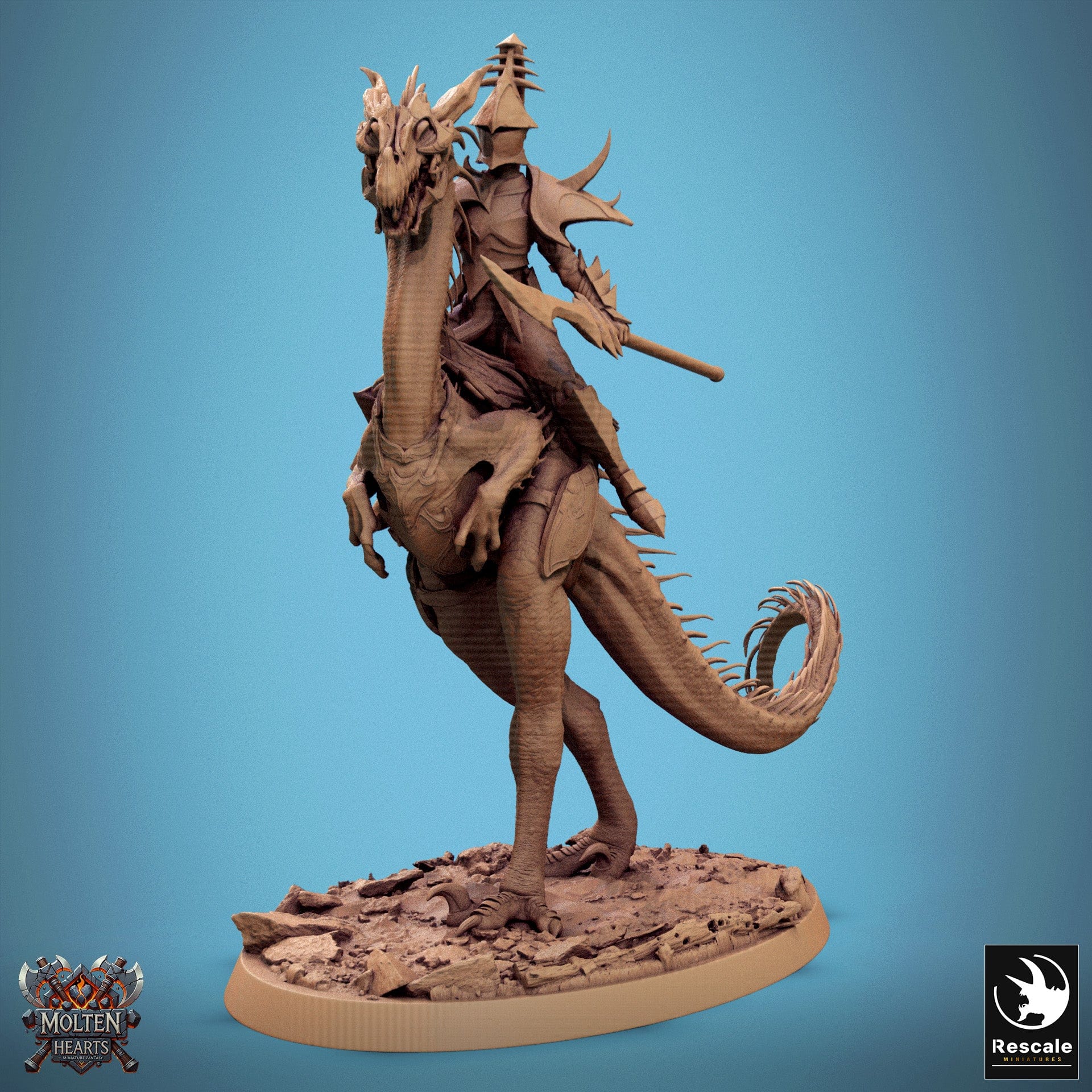 Tabletop RPG Miniature Velocisaurus - 32mm Qumi Rescale Miniatures mounted / Walk Quality Miniatures - Qumi Wargaming Mini Model Figure