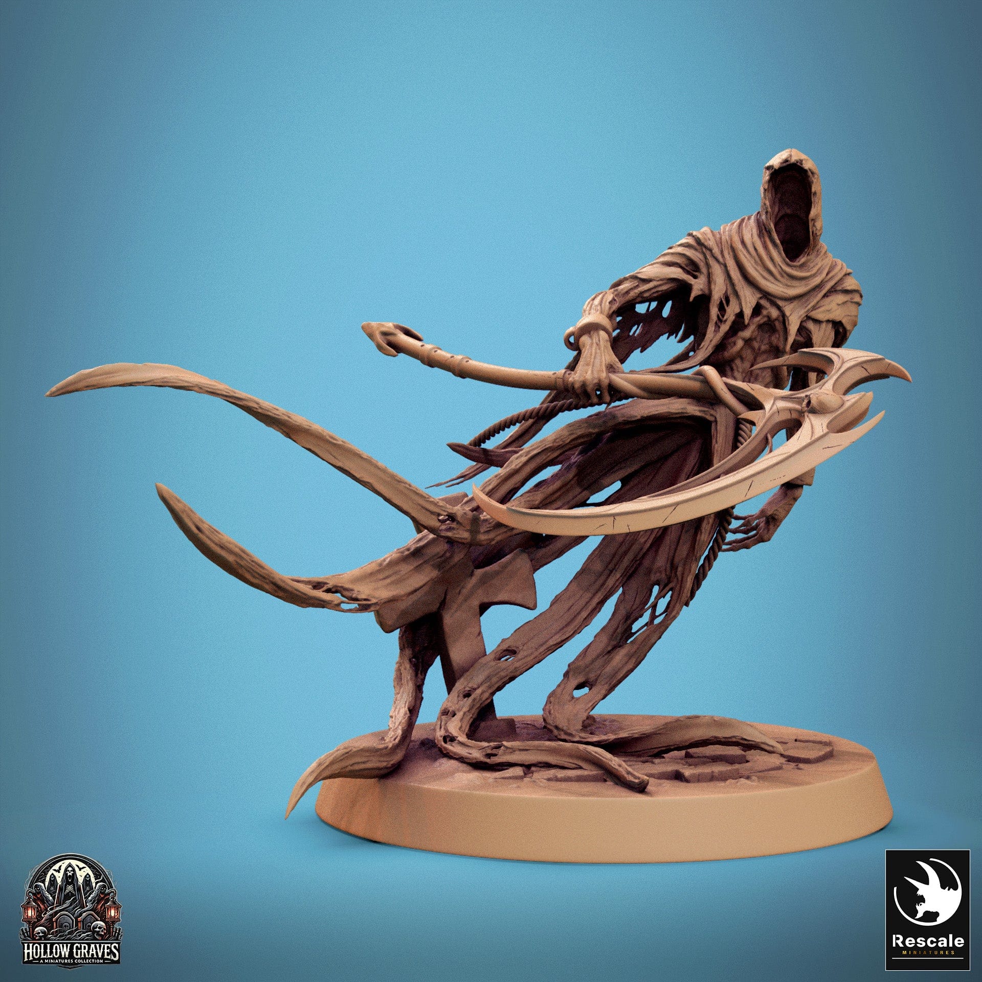 Tabletop RPG Miniature Death Ghost - 32mm Qumi Rescale Miniatures Moving Away / With Scythe Quality Miniatures - Qumi Wargaming Mini Model Figure