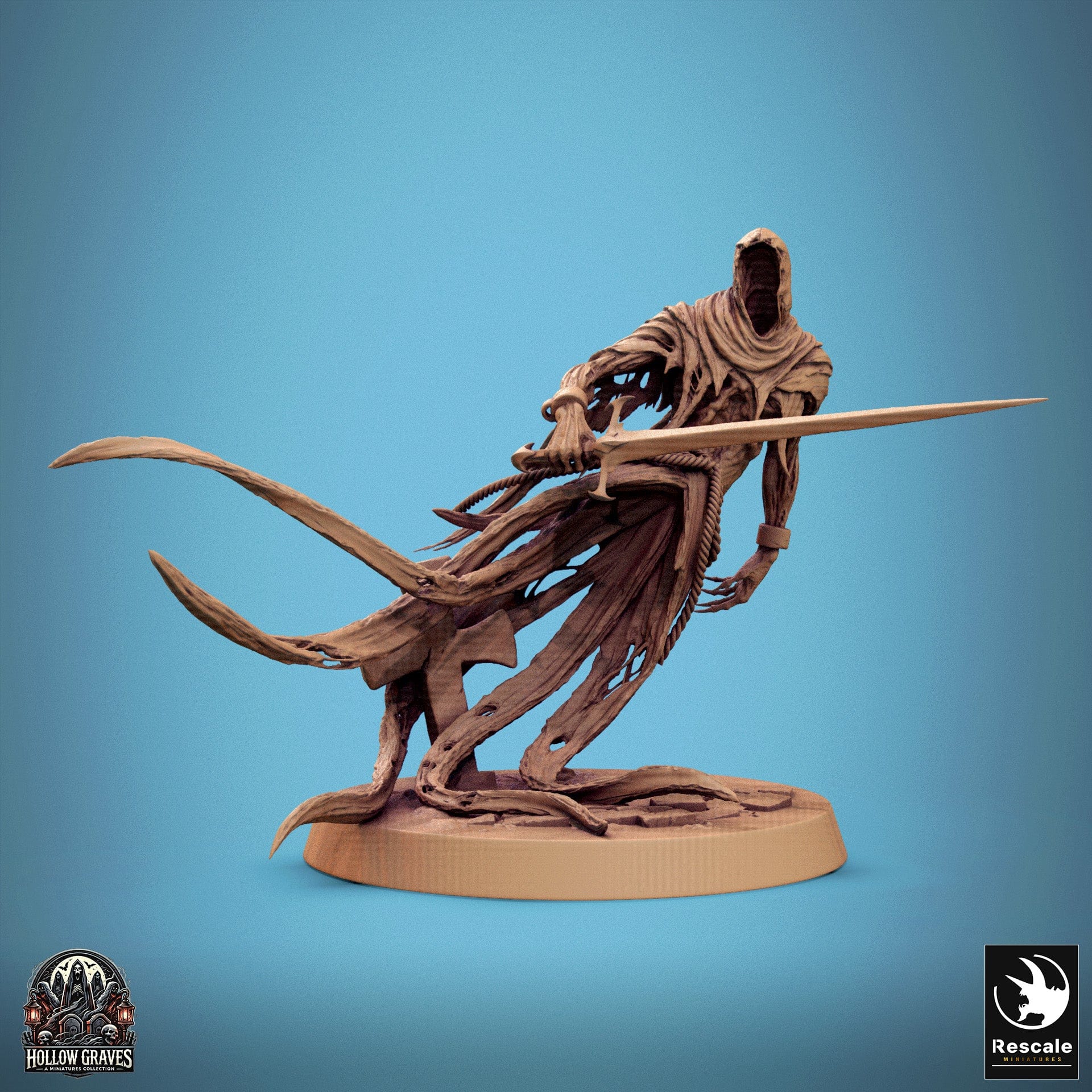 Tabletop RPG Miniature Death Ghost - 32mm Qumi Rescale Miniatures Moving Away / With Sword Quality Miniatures - Qumi Wargaming Mini Model Figure