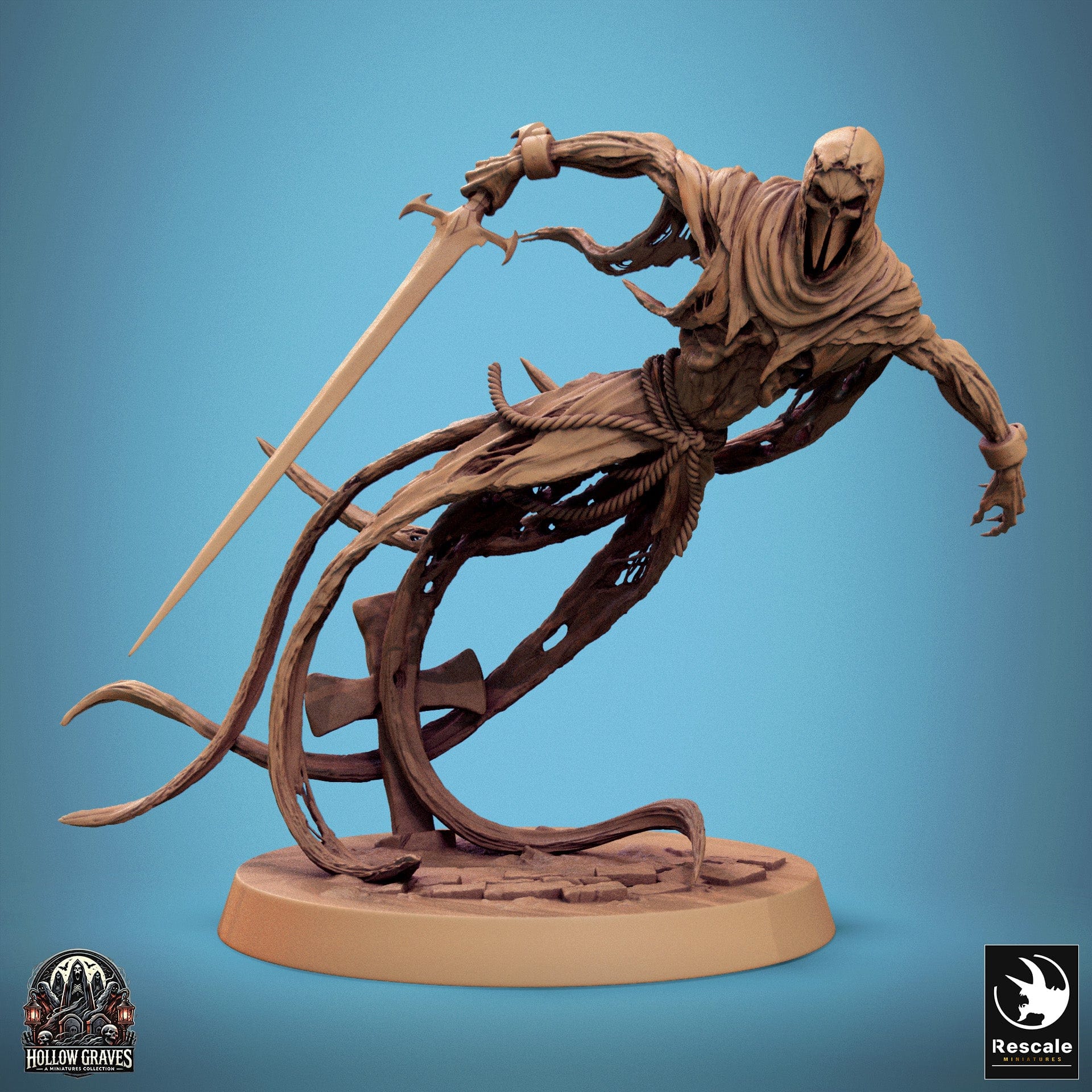 Tabletop RPG Miniature Masked Ghost - 32mm Qumi Rescale Miniatures Moving / With Sword Quality Miniatures - Qumi Wargaming Mini Model Figure