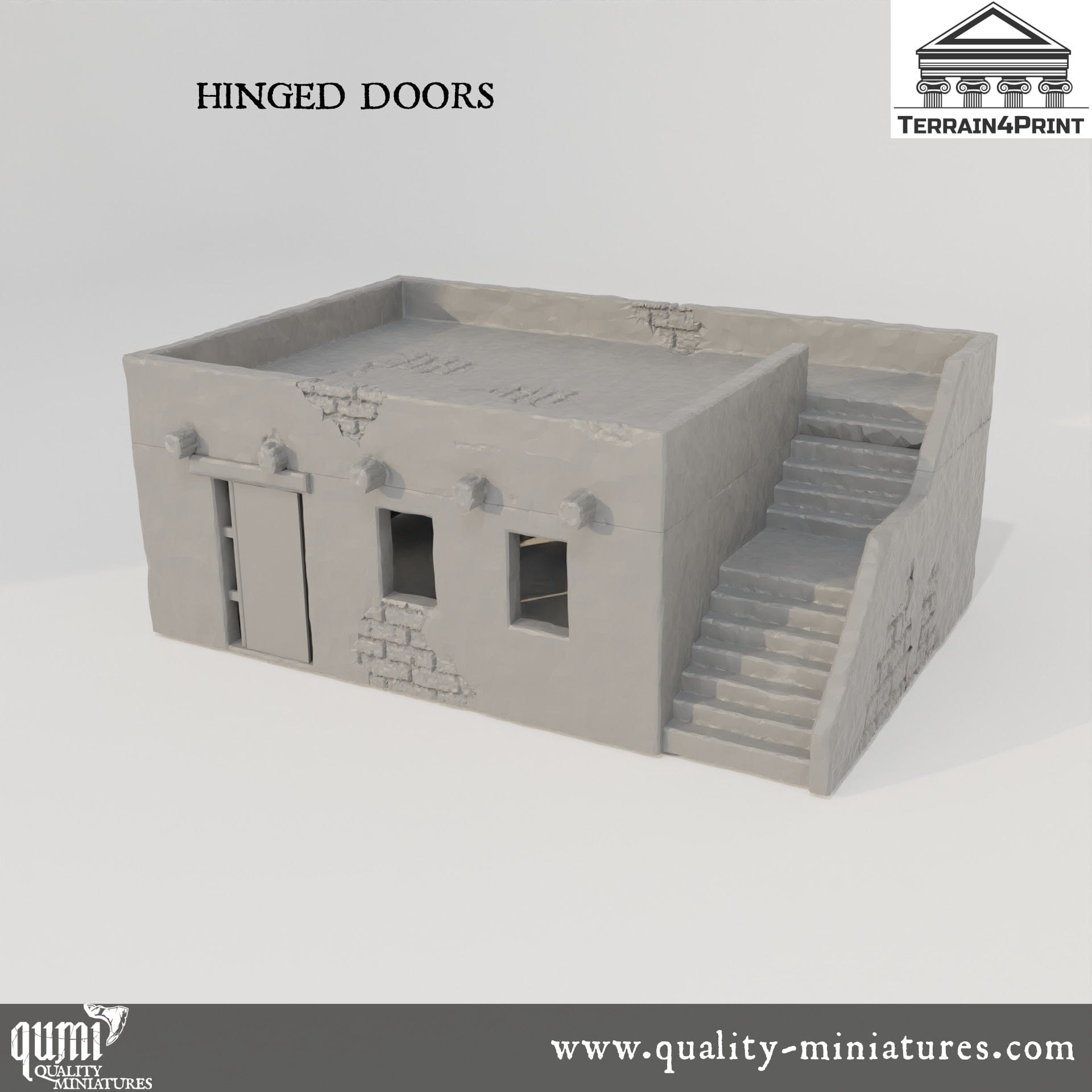 Arabic House 1 - Arabic Village - Resin Print - Tabletop RPG Terrain - Terrain4Print - Qumi normal / hinged doors Quality Miniatures - Qumi Wargaming Mini Model Figure