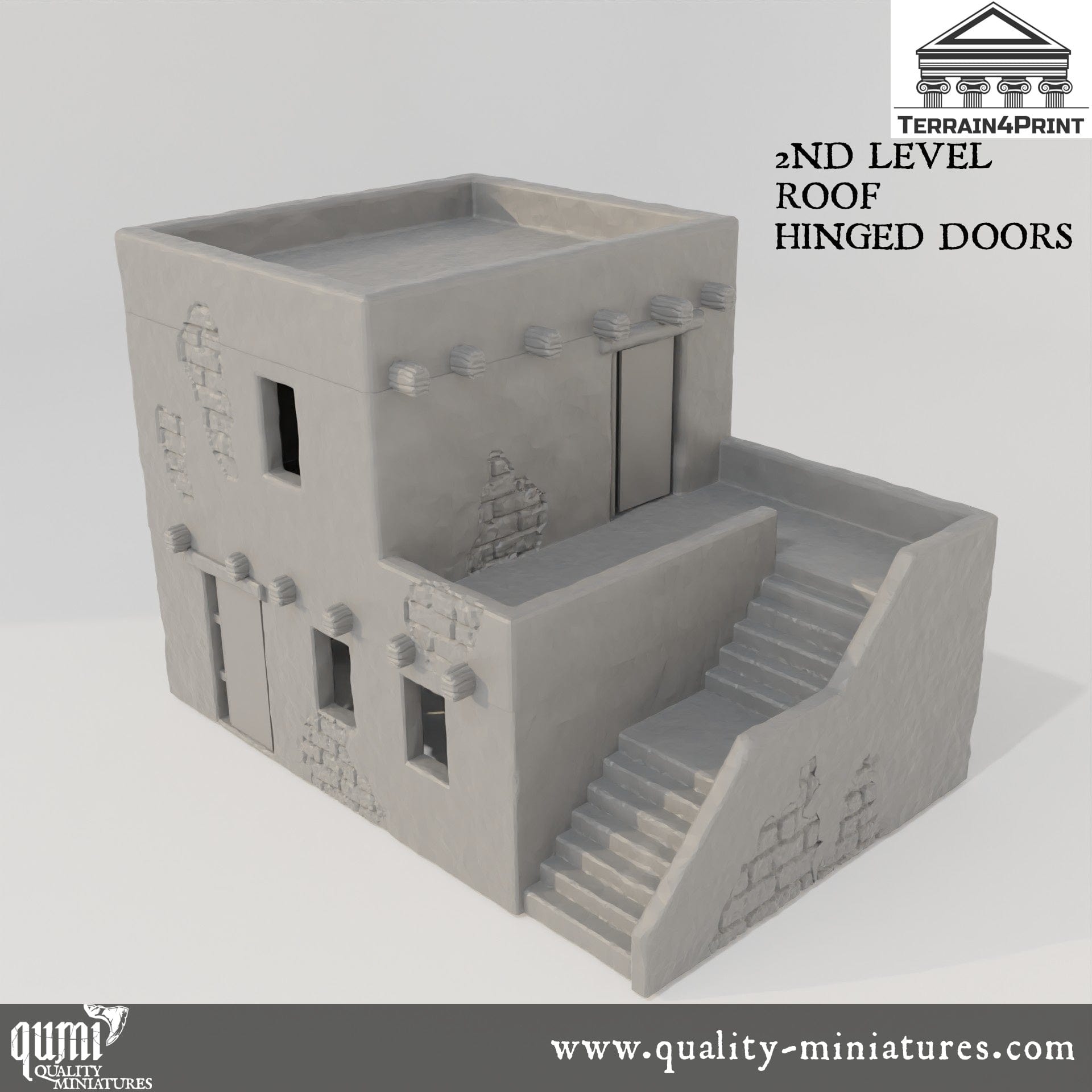 Arabic House 2 - Arabic Village - Resin Print - Tabletop RPG Terrain - Terrain4Print - Qumi normal / hinged doors Quality Miniatures - Qumi Wargaming Mini Model Figure