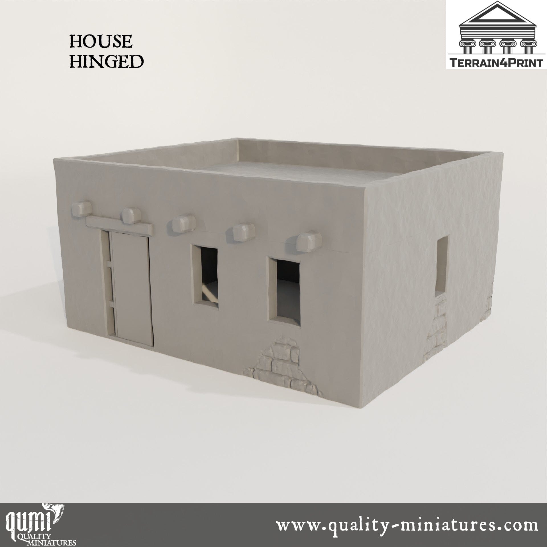 Arabic House 3 - Arabic Village - Resin Print - Tabletop RPG Terrain - Terrain4Print - Qumi normal / hinged doors Quality Miniatures - Qumi Wargaming Mini Model Figure