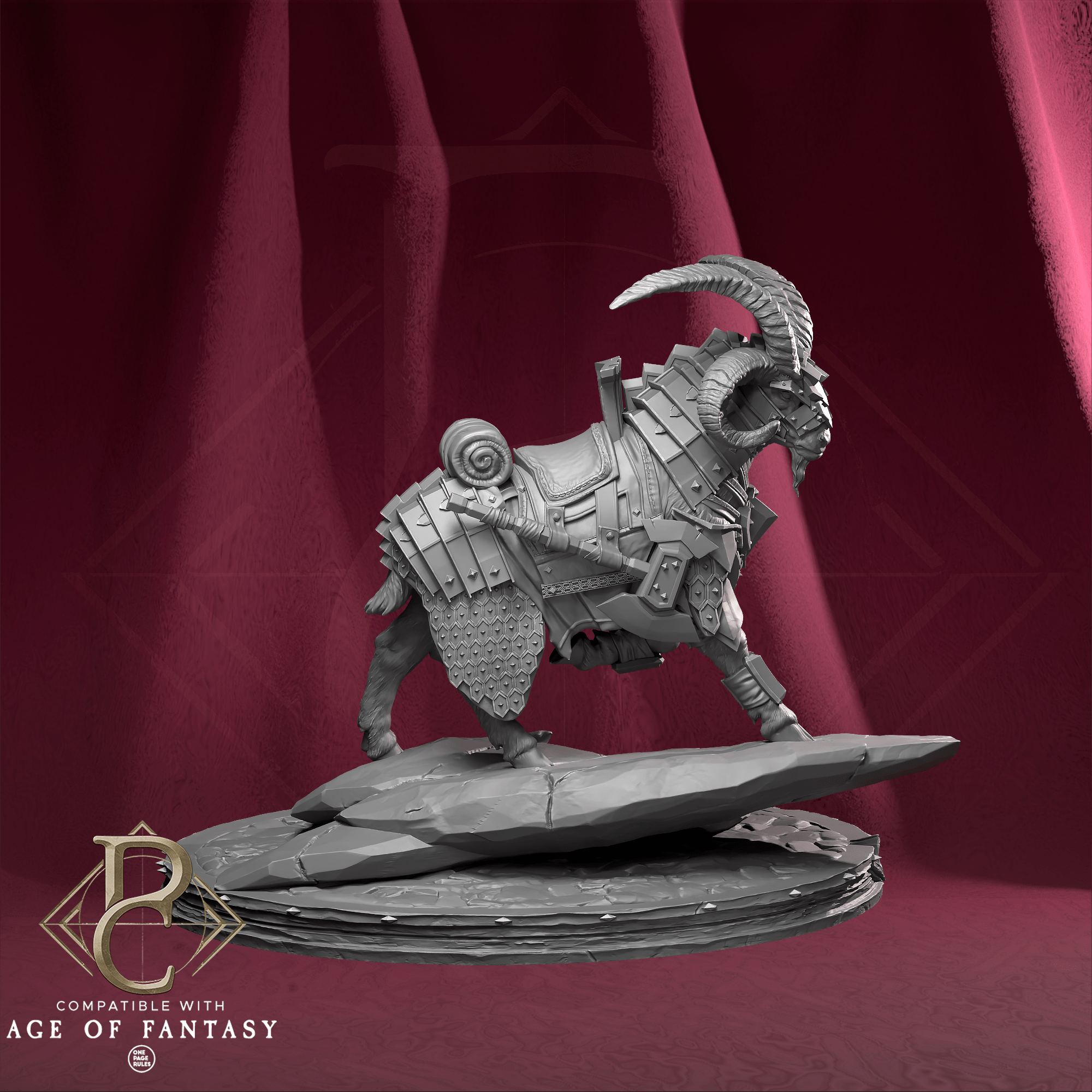 Tabletop RPG Miniature Stormkeeper Torbjorn on Goat 32mm 75mm Qumi Parasite Collectibles only Goat Quality Miniatures - Qumi Wargaming Mini Model Figure