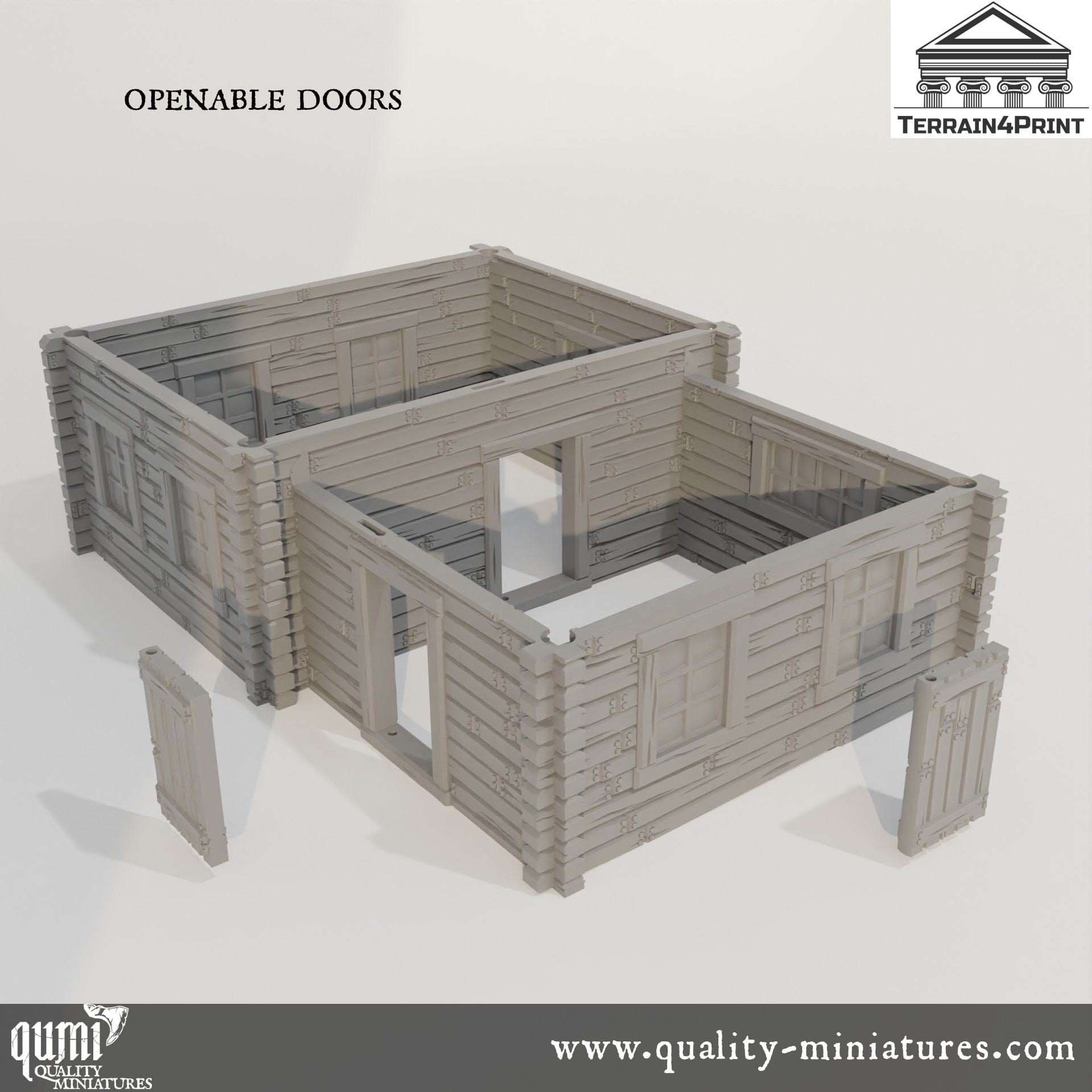 Cabin 3 Hrimstead 2 - Resin Print - Tabletop RPG Terrain - Terrain4Print - Qumi opening doors / tiles Quality Miniatures - Qumi Wargaming Mini Model Figure