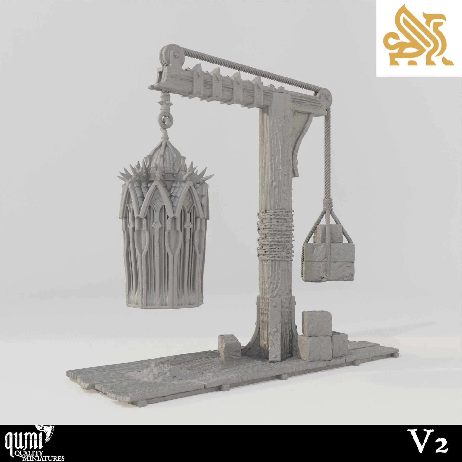 Plagued Streets of Canos - Gibbet Cage - Tabletop RPG Mini - Qumi - DM Stash Quality Miniatures - Qumi Wargaming Mini Model Figure