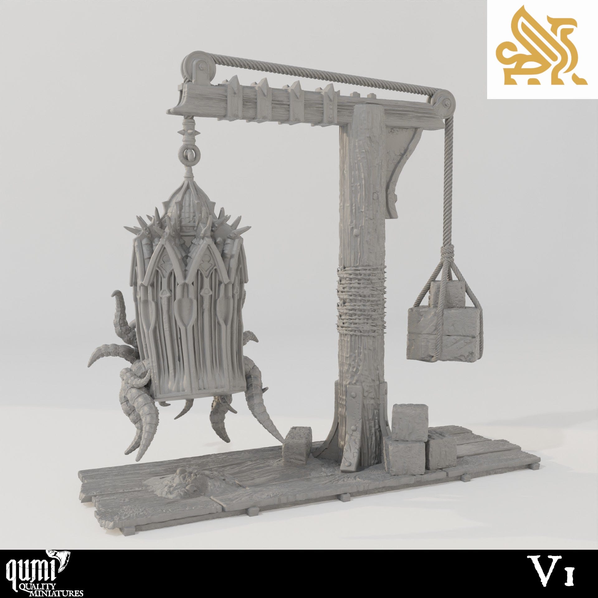 Plagued Streets of Canos - Gibbet Cage - Tabletop RPG Mini - Qumi - DM Stash Quality Miniatures - Qumi Wargaming Mini Model Figure