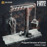 Close up of the Plagued Streets of Canos gibbet cage terrain piece