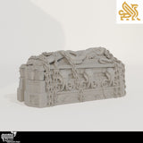Top-down view of the sarcophagus lid featuring a large octopus coiled in chains.