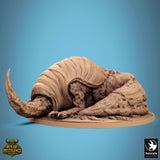 Rear side view of the creature, showcasing its textured, organic skin and curved tail.