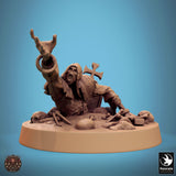 Undead Axe Fighter Tabletop Miniature - Zombies by Qumi, 3D printed resin tabletop miniature for RPGs, wargaming and painting