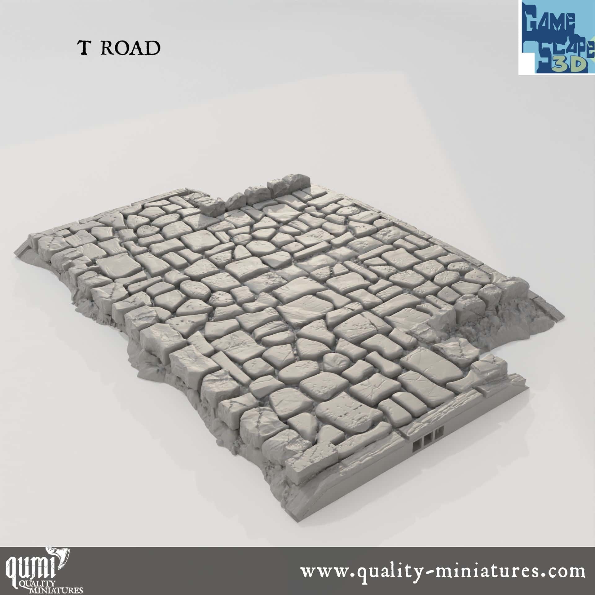 Roads, Curves, Straights and Intersections - Resin Print - Tabletop RPG Terrain - GameScape3D - Qumi Quality Miniatures - Qumi Wargaming Mini Model Figure