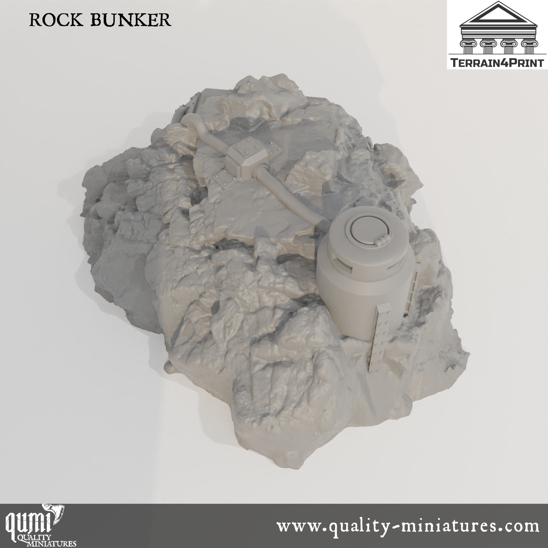 Rocks and Bunkers - Resin Print - Tabletop RPG Terrain - Terrain4Print - Qumi Rock 1 Bare Quality Miniatures - Qumi Wargaming Mini Model Figure