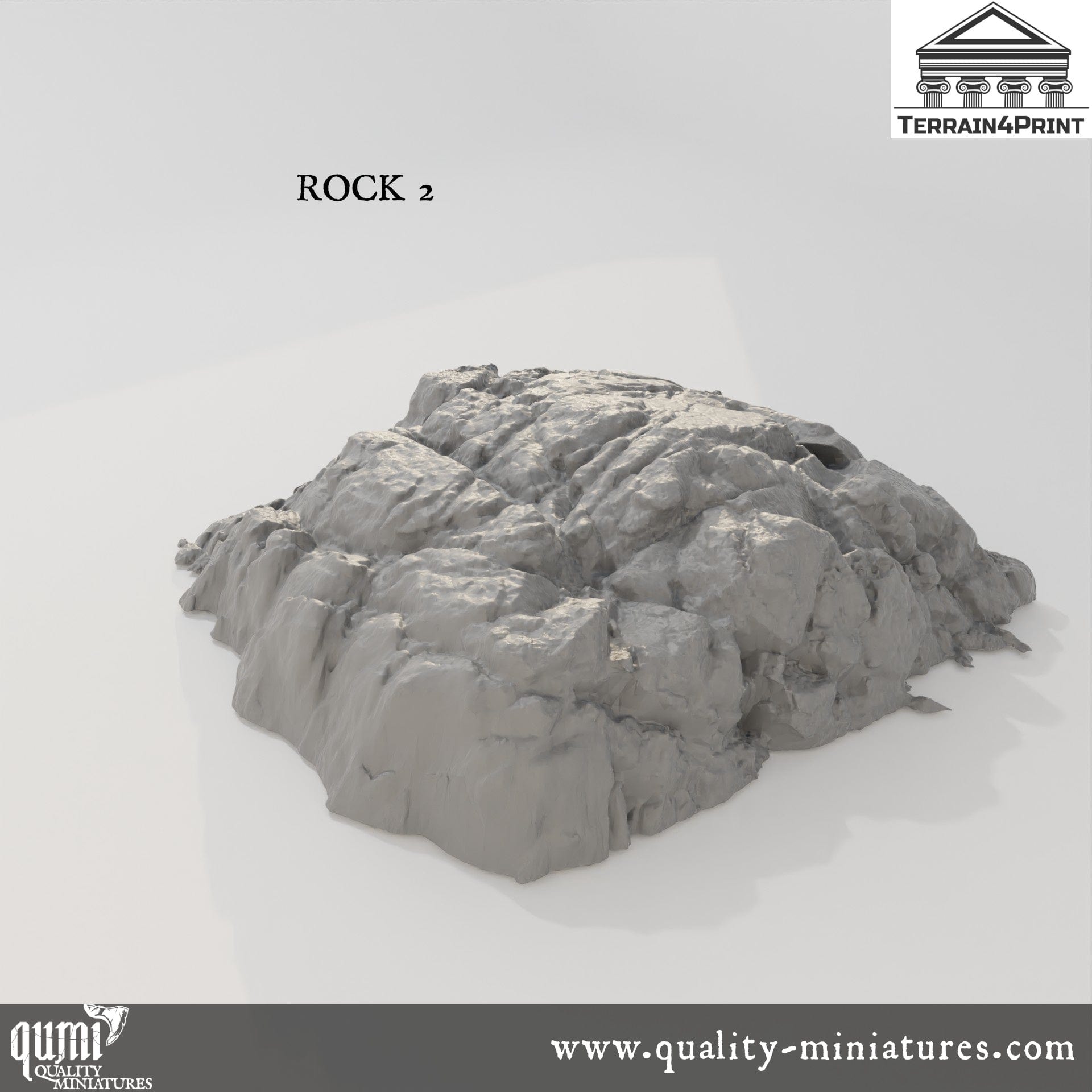 Rocks and Bunkers - Resin Print - Tabletop RPG Terrain - Terrain4Print - Qumi Rock 2 Bare Quality Miniatures - Qumi Wargaming Mini Model Figure