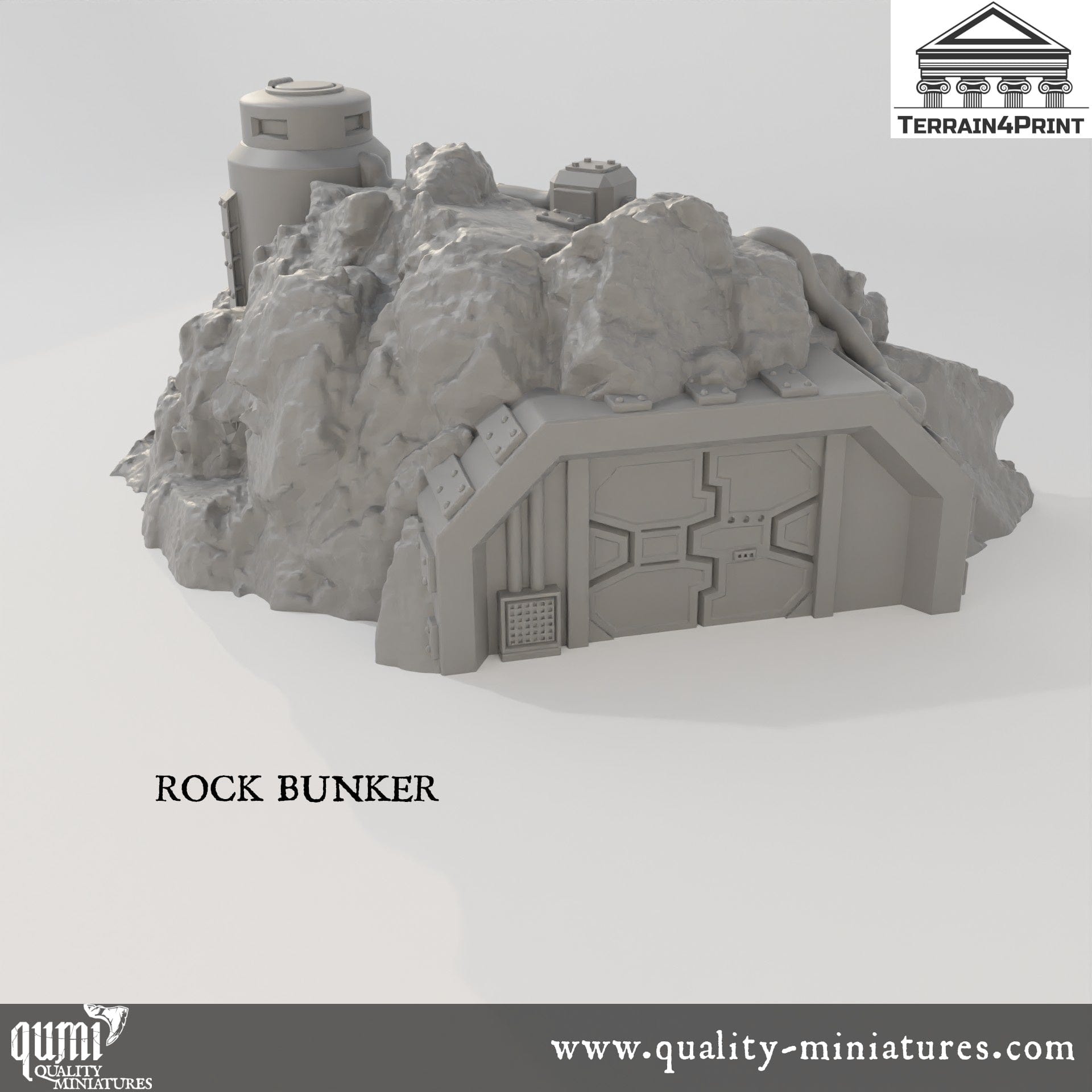 Rocks and Bunkers - Resin Print - Tabletop RPG Terrain - Terrain4Print - Qumi Rock Bunker Quality Miniatures - Qumi Wargaming Mini Model Figure
