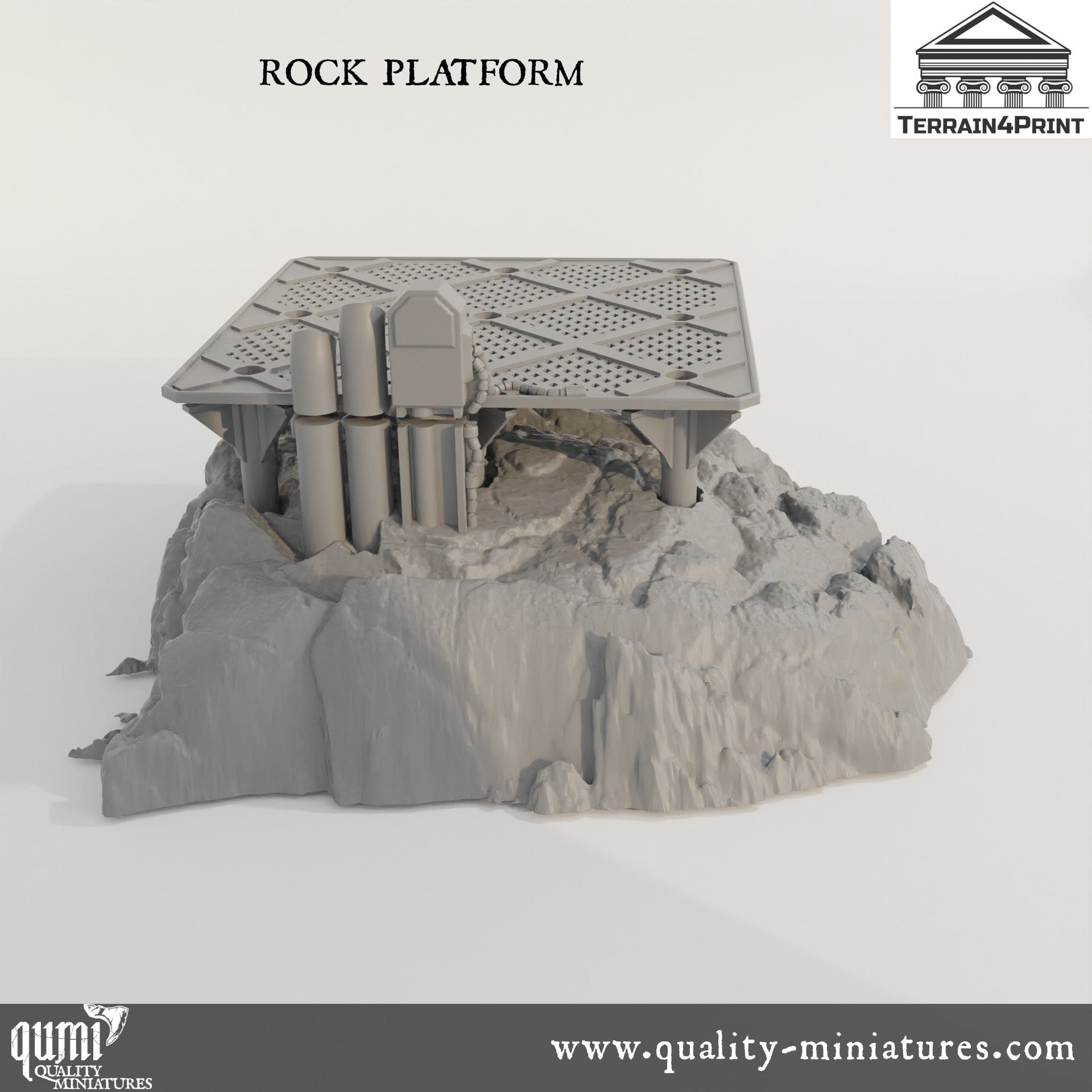 Rocks and Bunkers - Resin Print - Tabletop RPG Terrain - Terrain4Print - Qumi Rock Platform Quality Miniatures - Qumi Wargaming Mini Model Figure