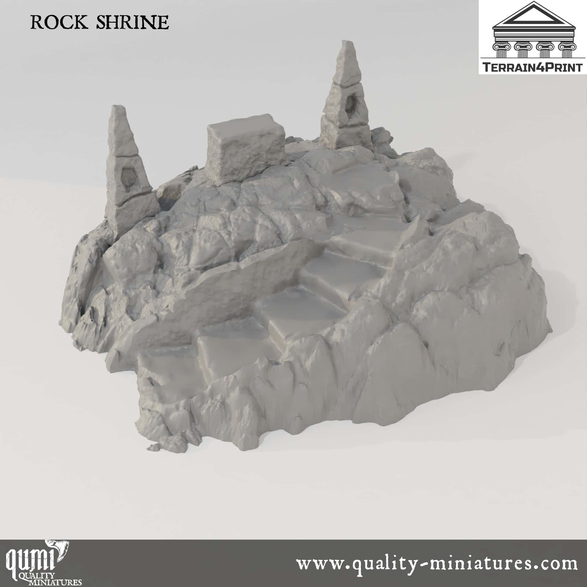 Rocks and Bunkers - Resin Print - Tabletop RPG Terrain - Terrain4Print - Qumi Rock Shrine Quality Miniatures - Qumi Wargaming Mini Model Figure