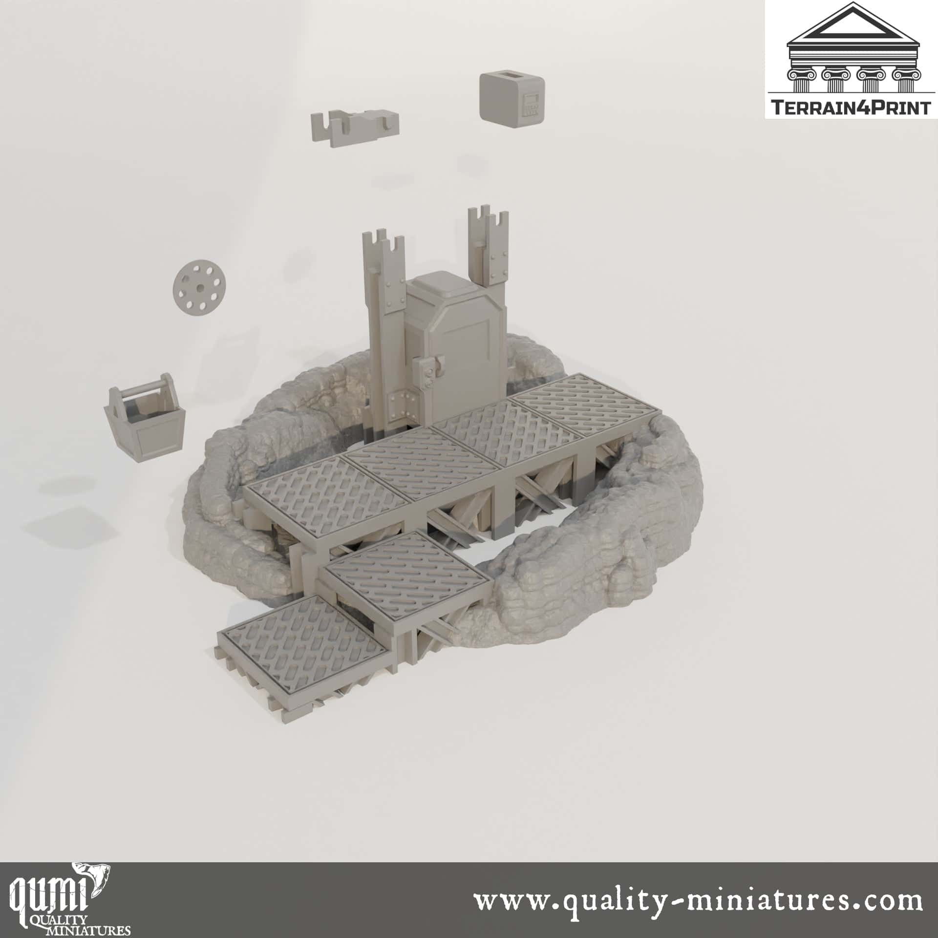 Rock with Mineshaft - Resin Print - Tabletop RPG Terrain - Terrain4Print - Qumi Quality Miniatures - Qumi Wargaming Mini Model Figure