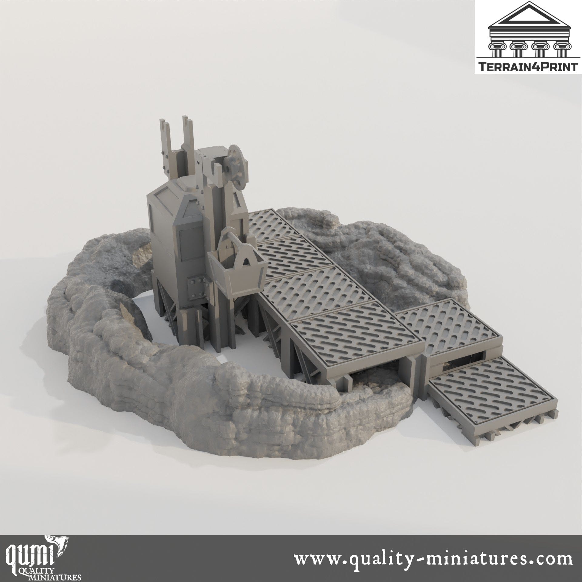 Rock with Mineshaft - Resin Print - Tabletop RPG Terrain - Terrain4Print - Qumi Quality Miniatures - Qumi Wargaming Mini Model Figure