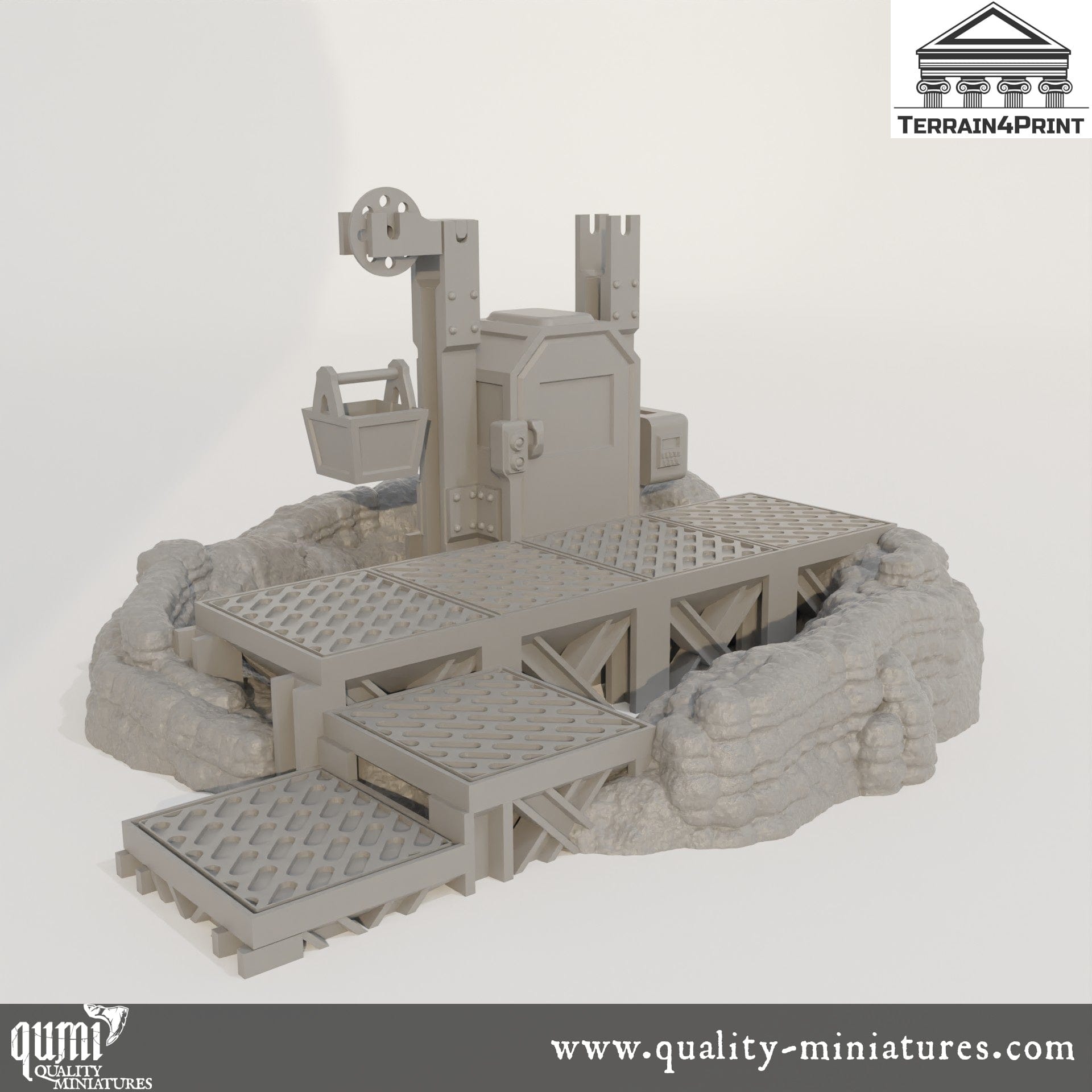 Rock with Mineshaft - Resin Print - Tabletop RPG Terrain - Terrain4Print - Qumi Quality Miniatures - Qumi Wargaming Mini Model Figure